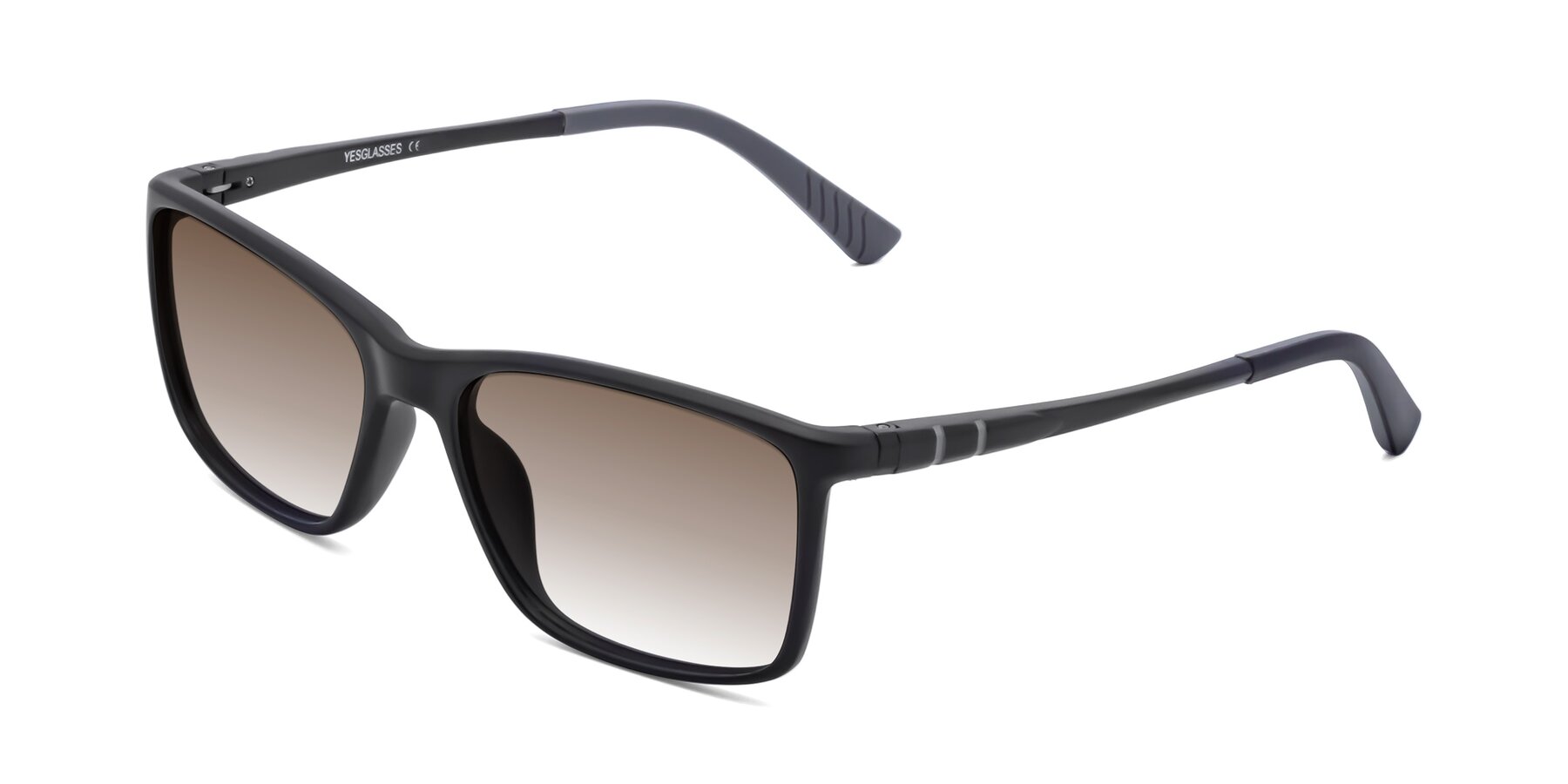 Angle of 9004 in Matte Black with Brown Gradient Lenses