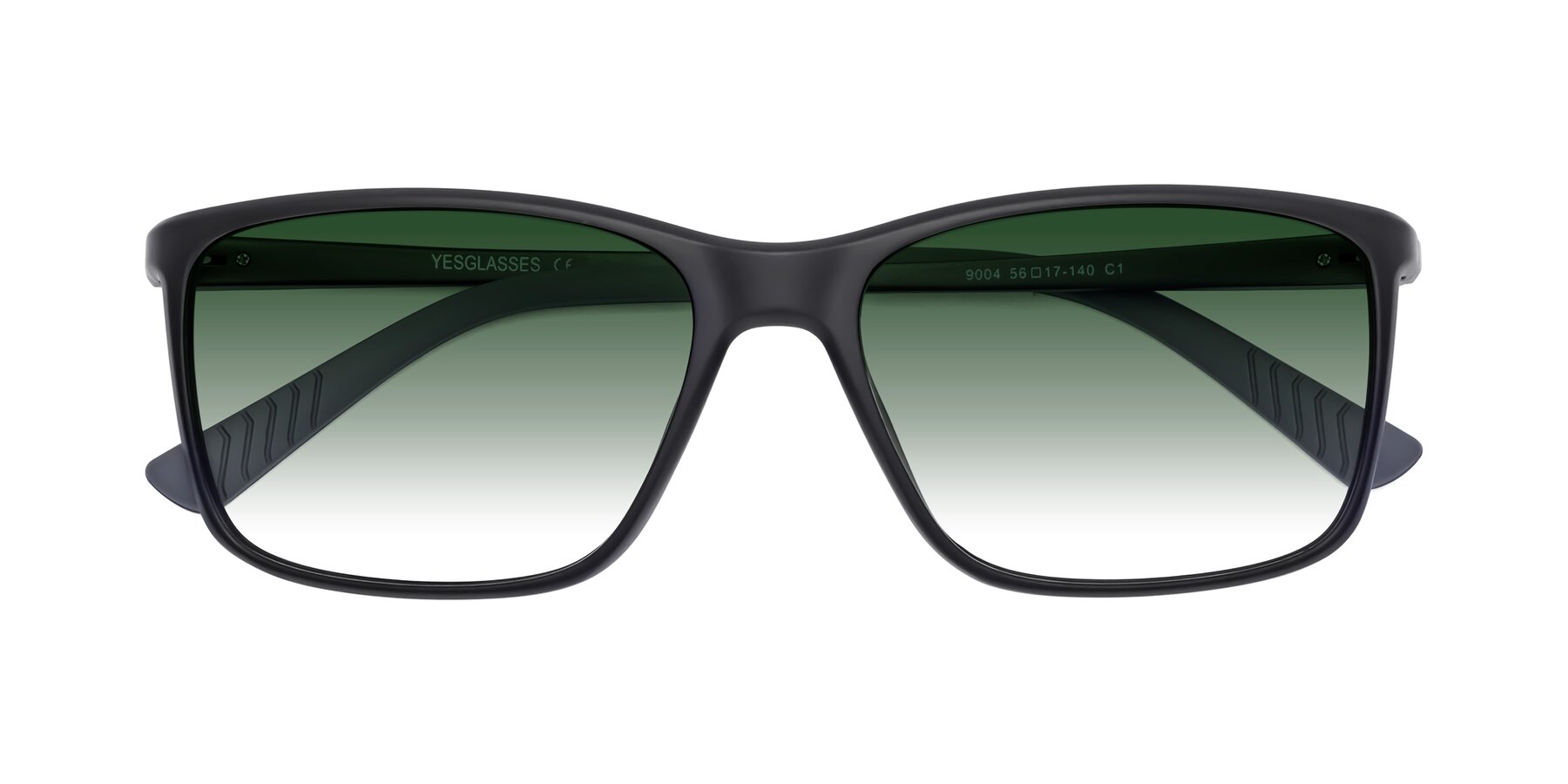 Folded Front of 9004 in Matte Black with Green Gradient Lenses
