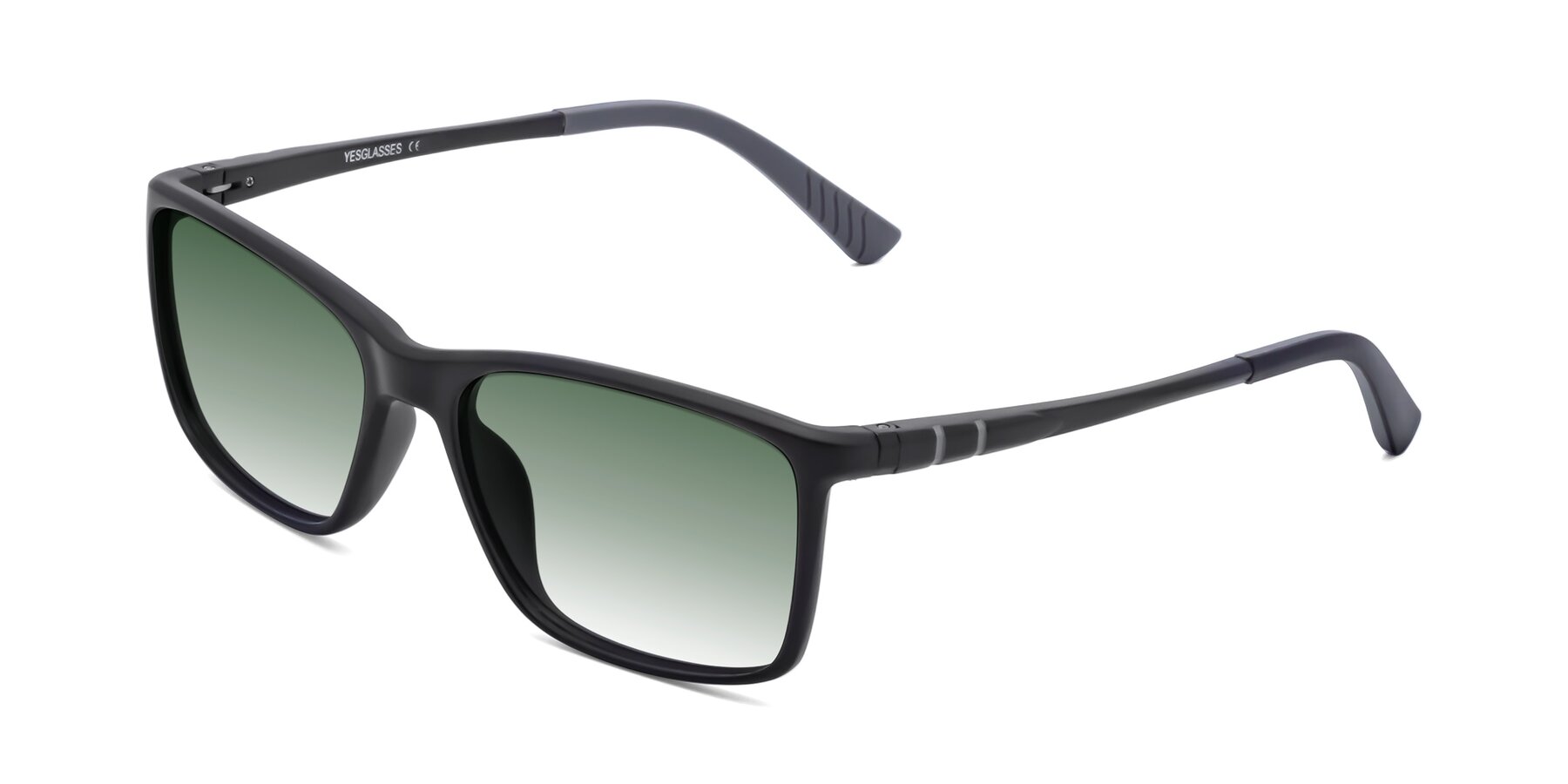 Angle of 9004 in Matte Black with Green Gradient Lenses