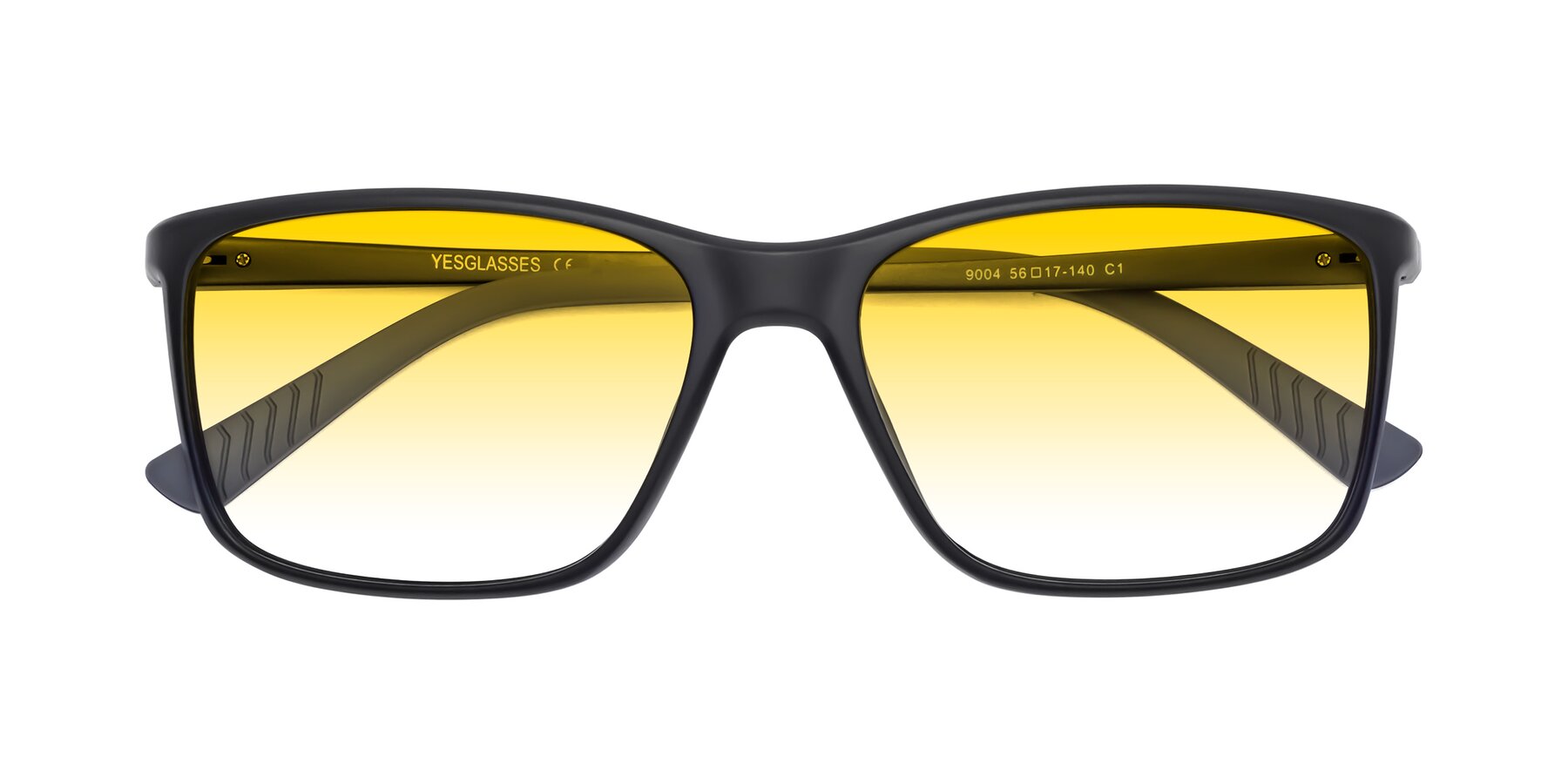 Folded Front of 9004 in Matte Black with Yellow Gradient Lenses