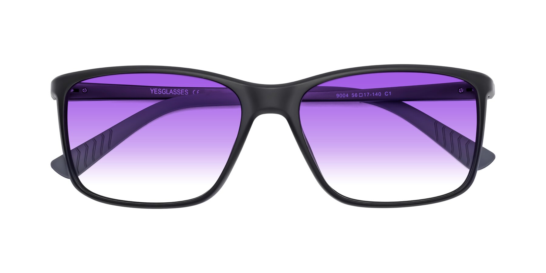 Folded Front of 9004 in Matte Black with Purple Gradient Lenses