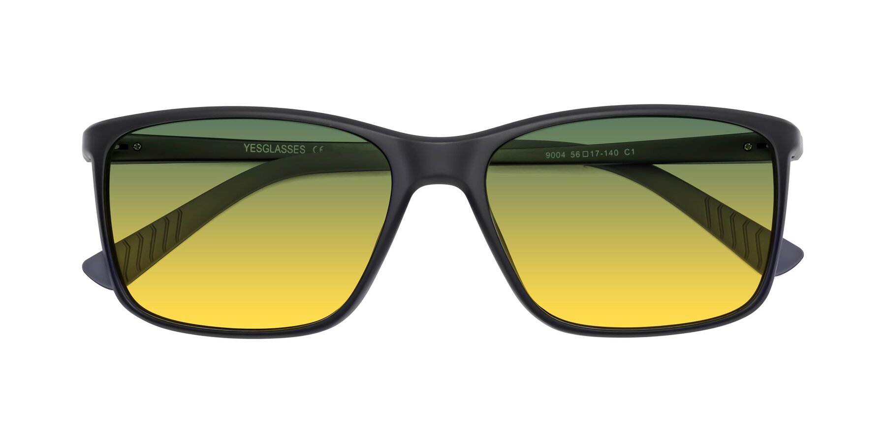 Folded Front of 9004 in Matte Black with Green / Yellow Gradient Lenses