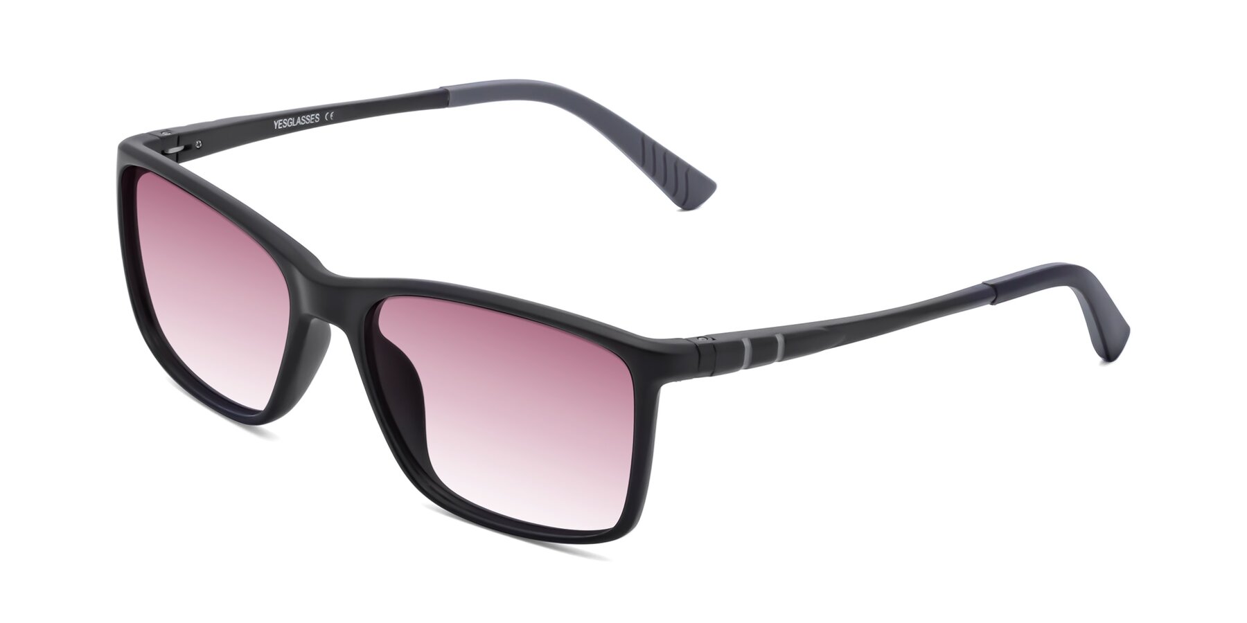 Angle of 9004 in Matte Black with Wine Gradient Lenses