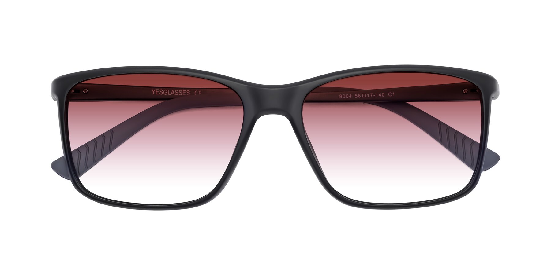 Folded Front of 9004 in Matte Black with Garnet Gradient Lenses