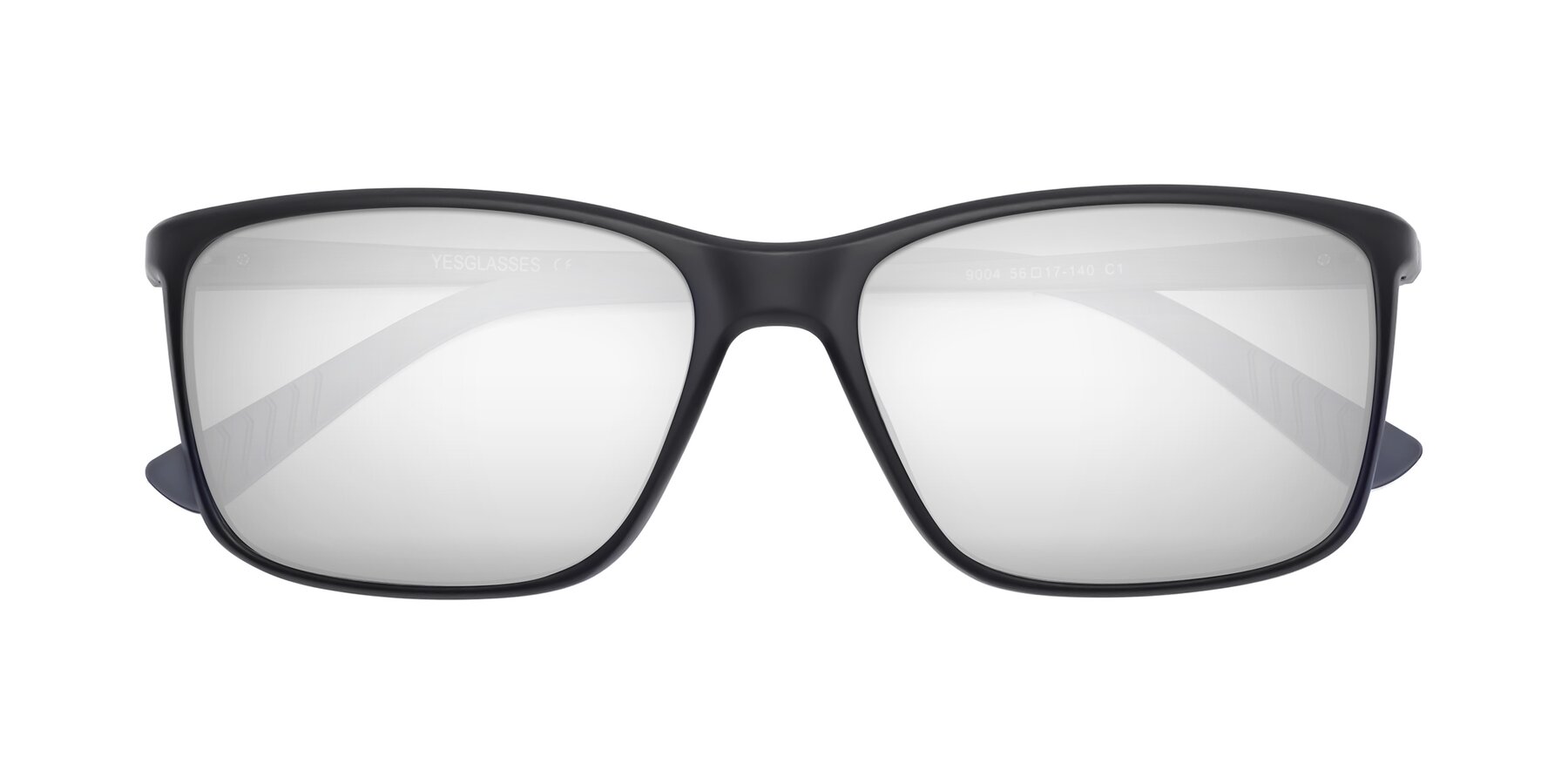 Folded Front of 9004 in Matte Black with Silver Mirrored Lenses