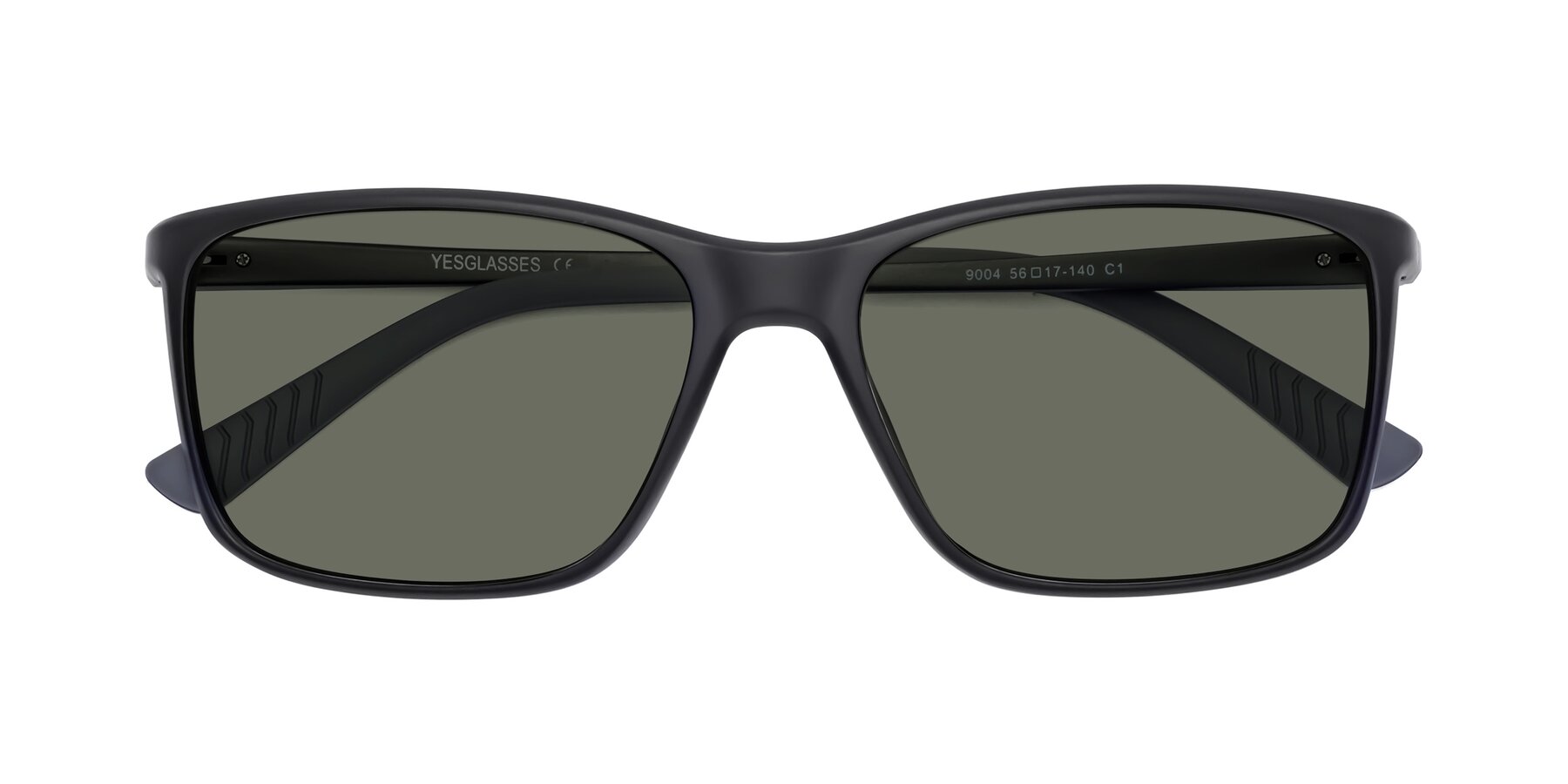 Folded Front of 9004 in Matte Black with Gray Polarized Lenses