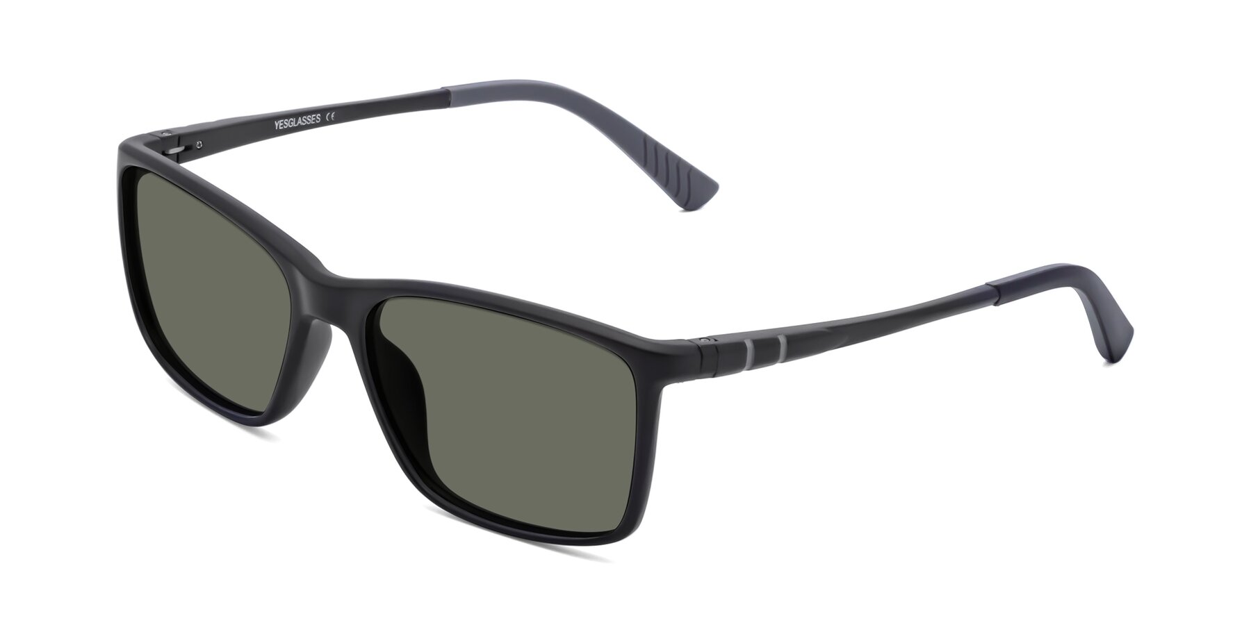 Angle of 9004 in Matte Black with Gray Polarized Lenses
