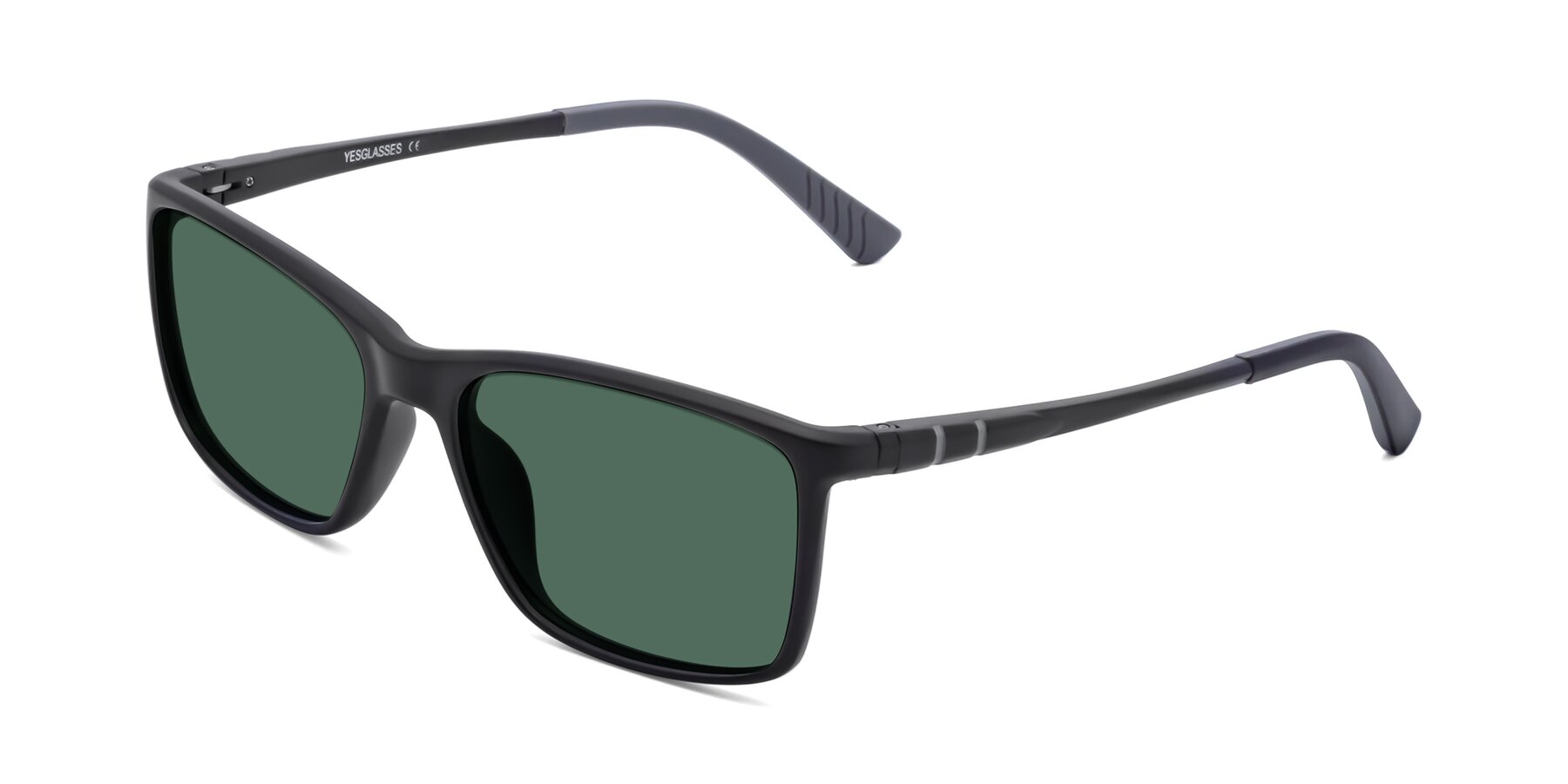 Angle of 9004 in Matte Black with Green Polarized Lenses