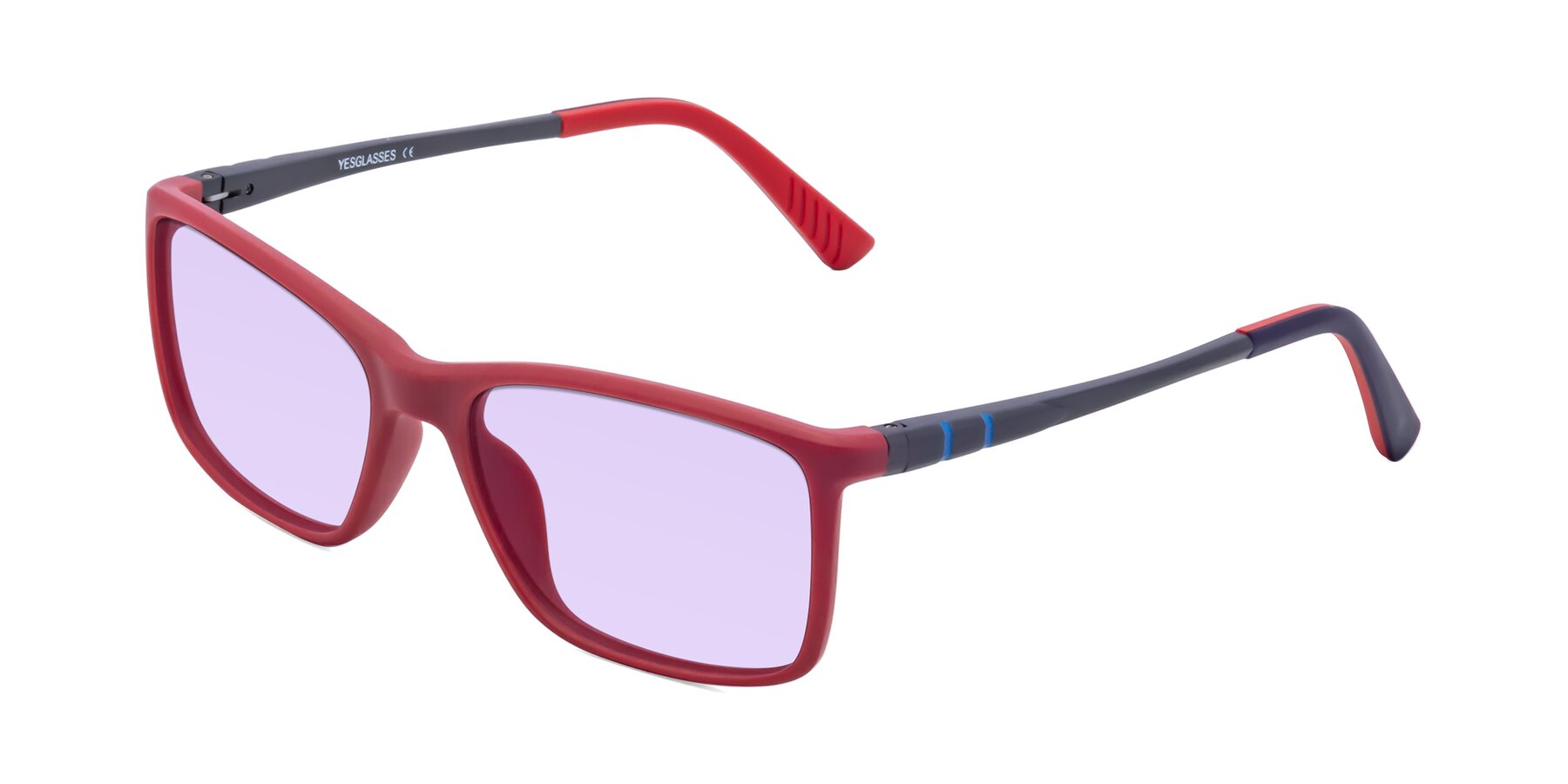 Angle of 9004 in Red with Light Purple Tinted Lenses