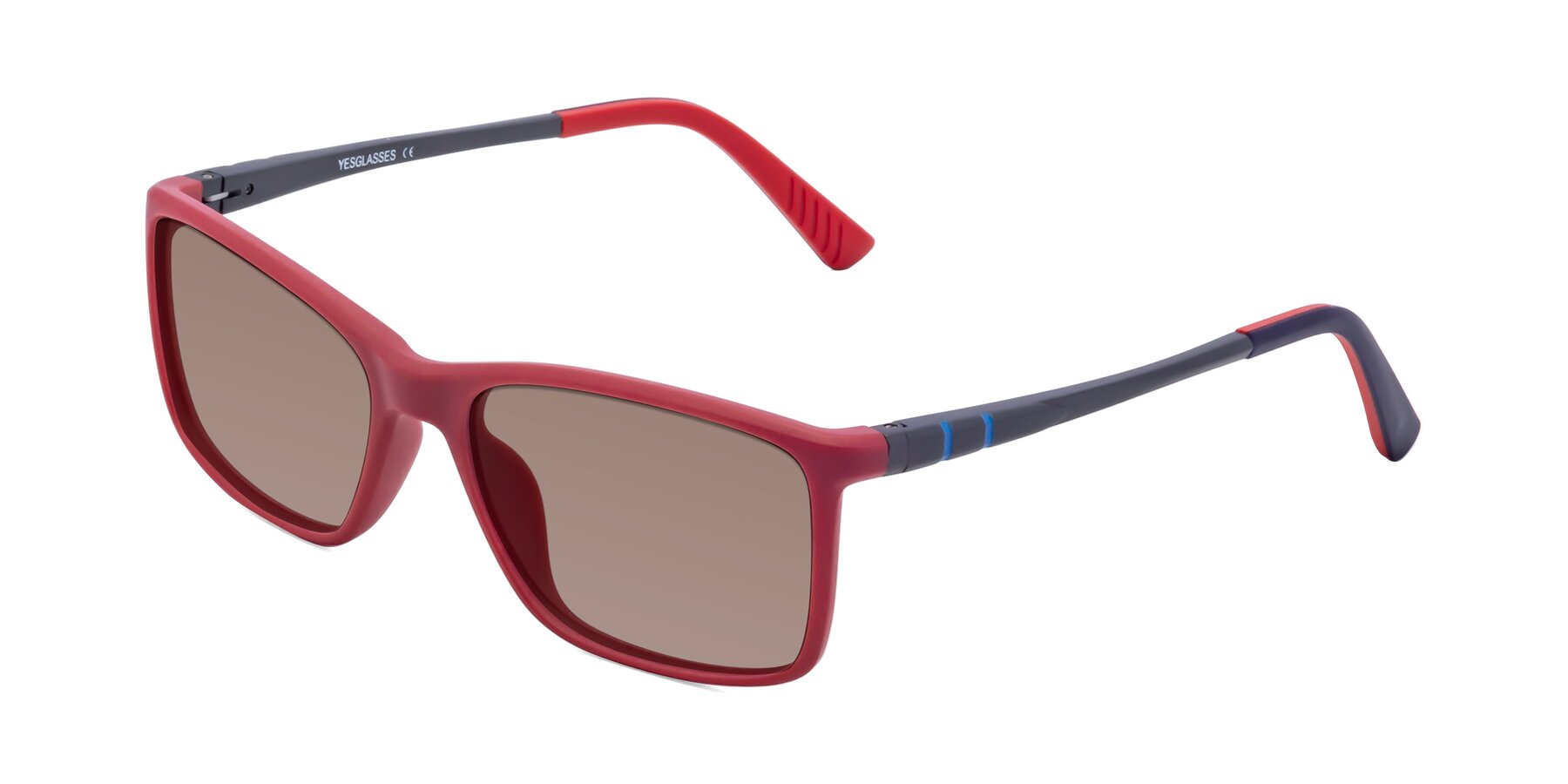 Angle of 9004 in Red with Medium Brown Tinted Lenses