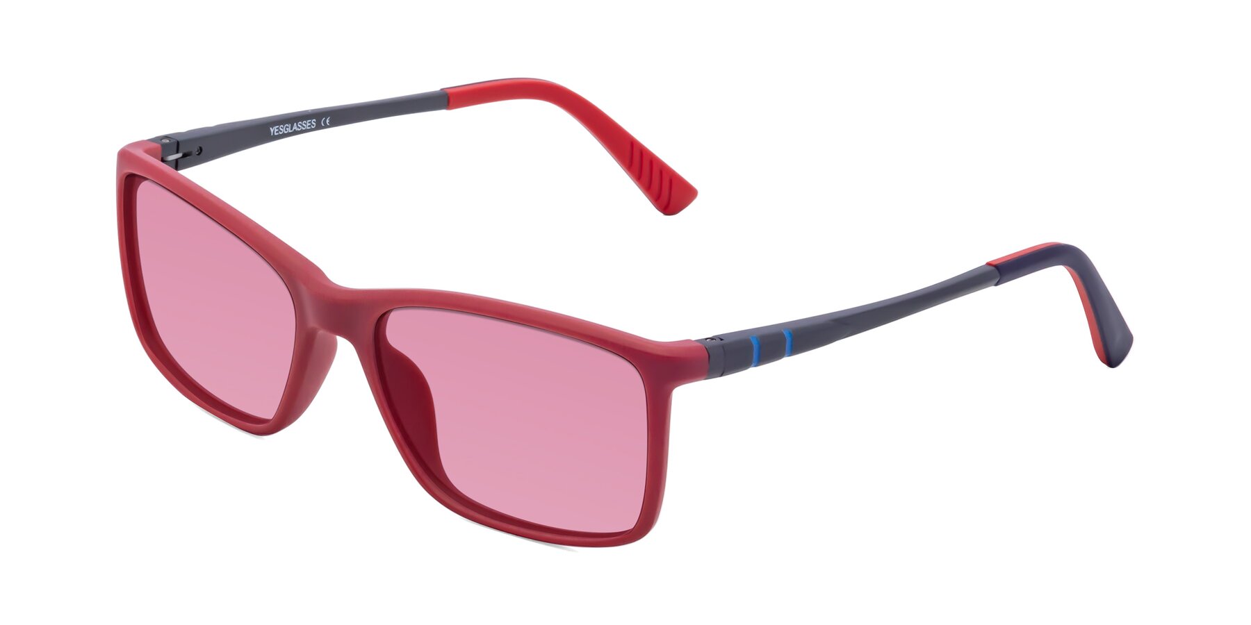 Angle of 9004 in Red with Medium Wine Tinted Lenses