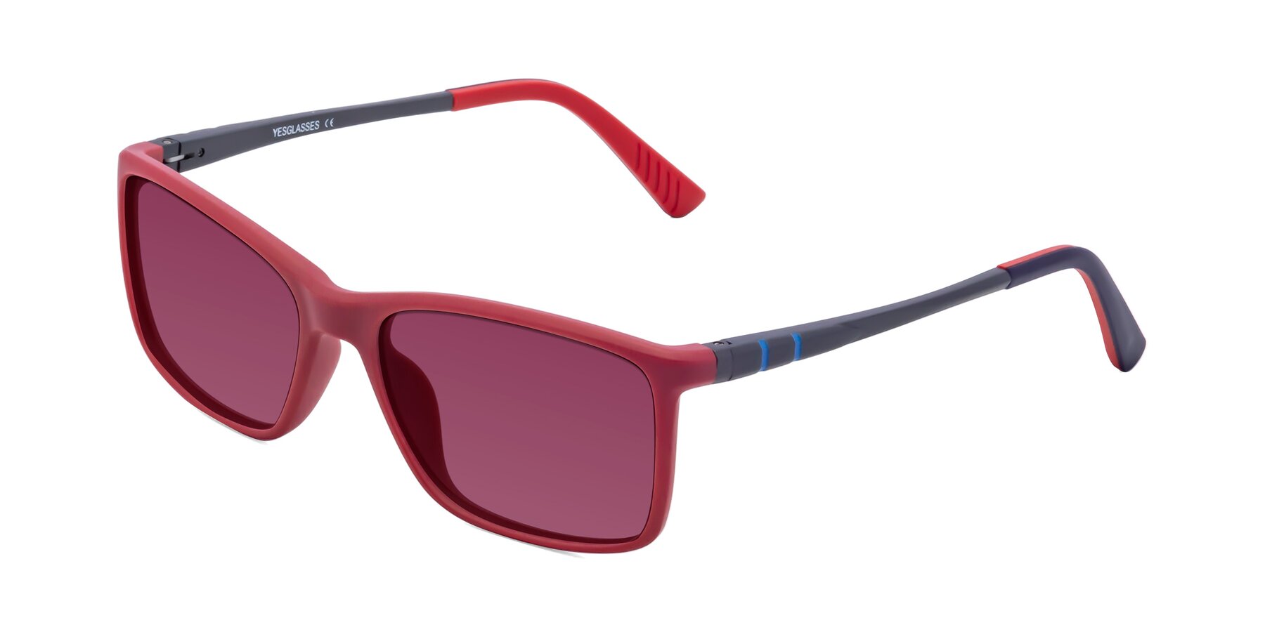 Angle of 9004 in Red with Wine Tinted Lenses