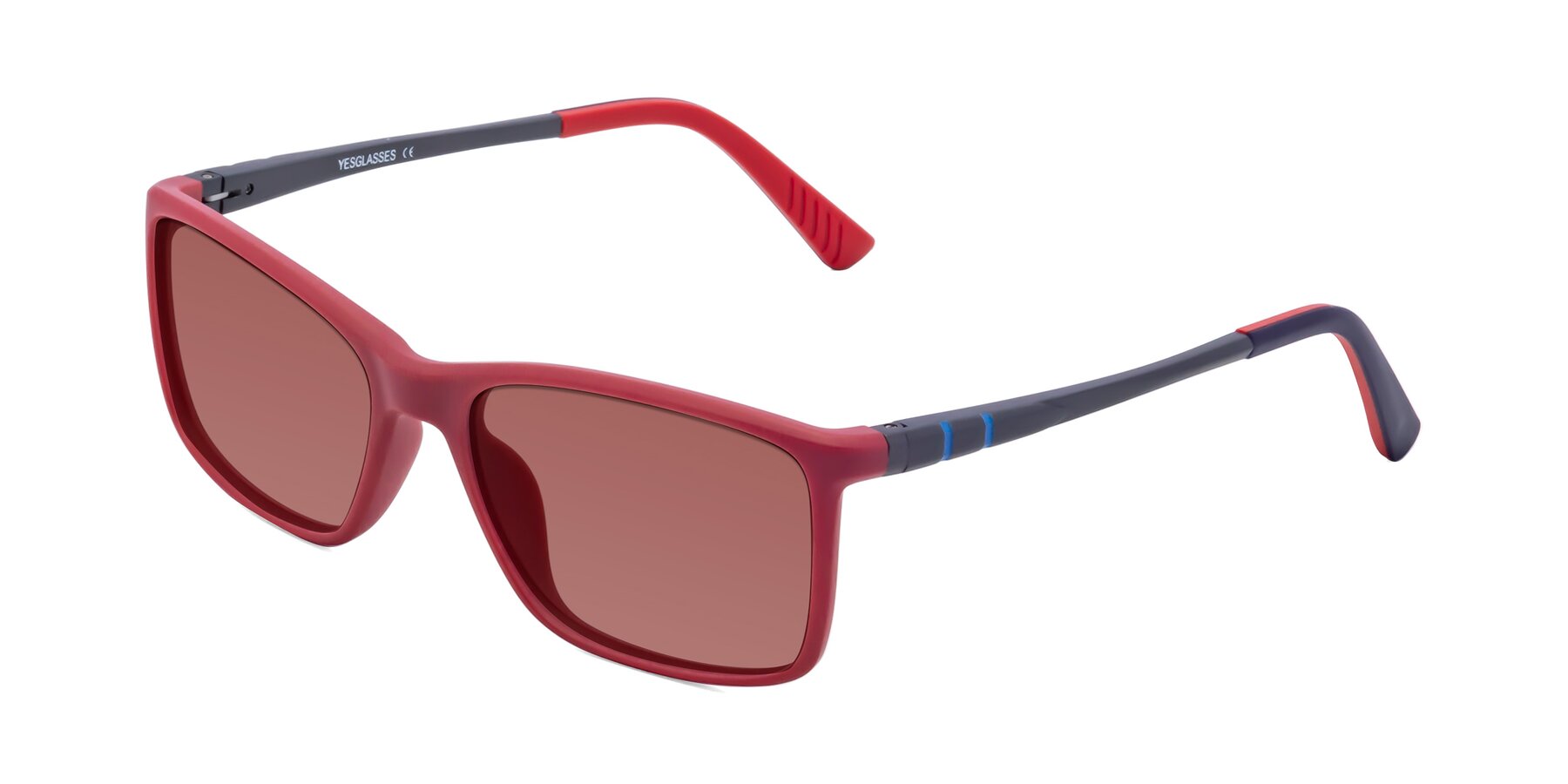 Angle of 9004 in Red with Garnet Tinted Lenses