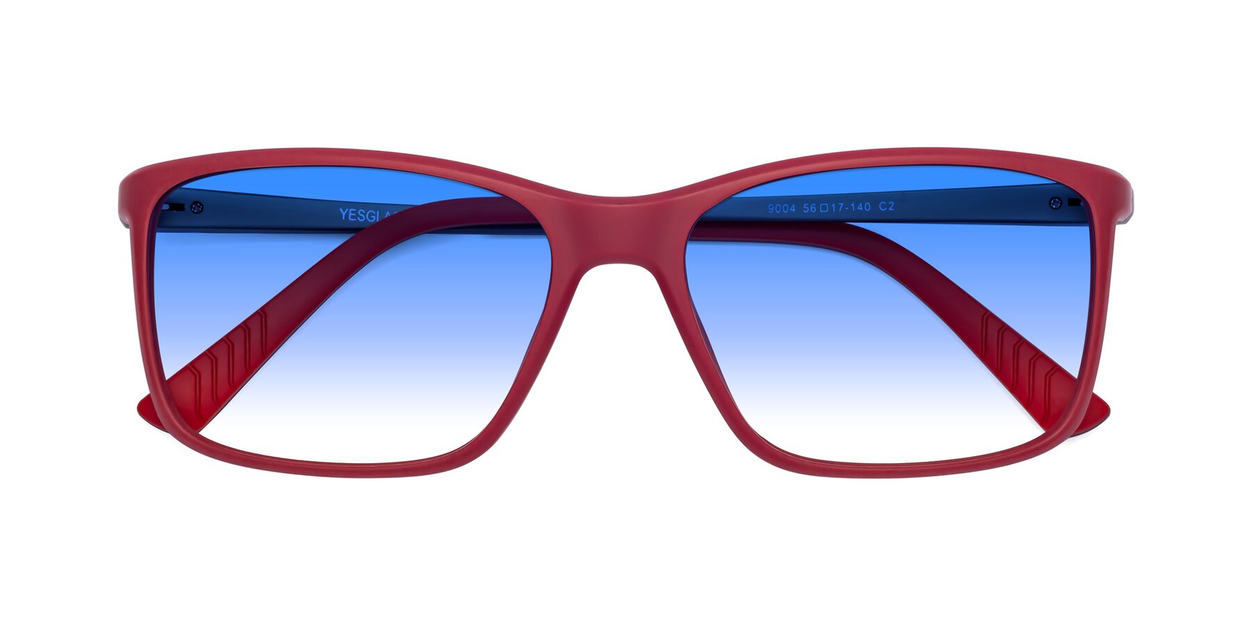 Folded Front of 9004 in Red with Blue Gradient Lenses