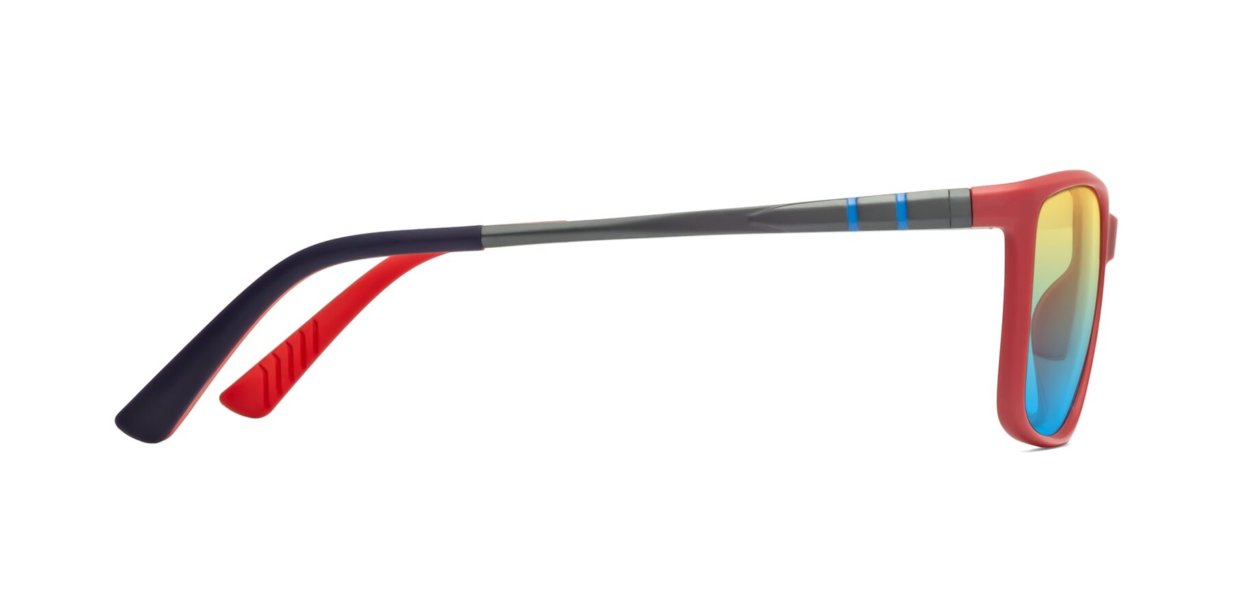 Side of 9004 in Red with Yellow / Blue Gradient Lenses