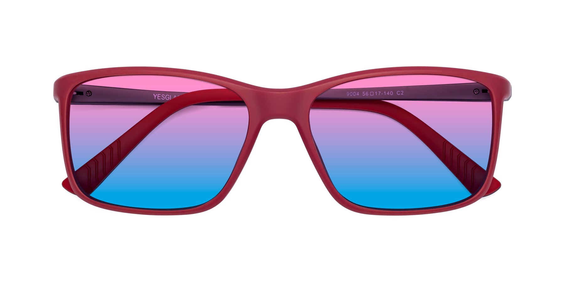 Folded Front of 9004 in Red with Pink / Blue Gradient Lenses
