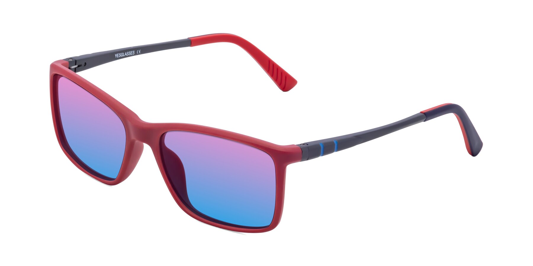 Angle of 9004 in Red with Pink / Blue Gradient Lenses