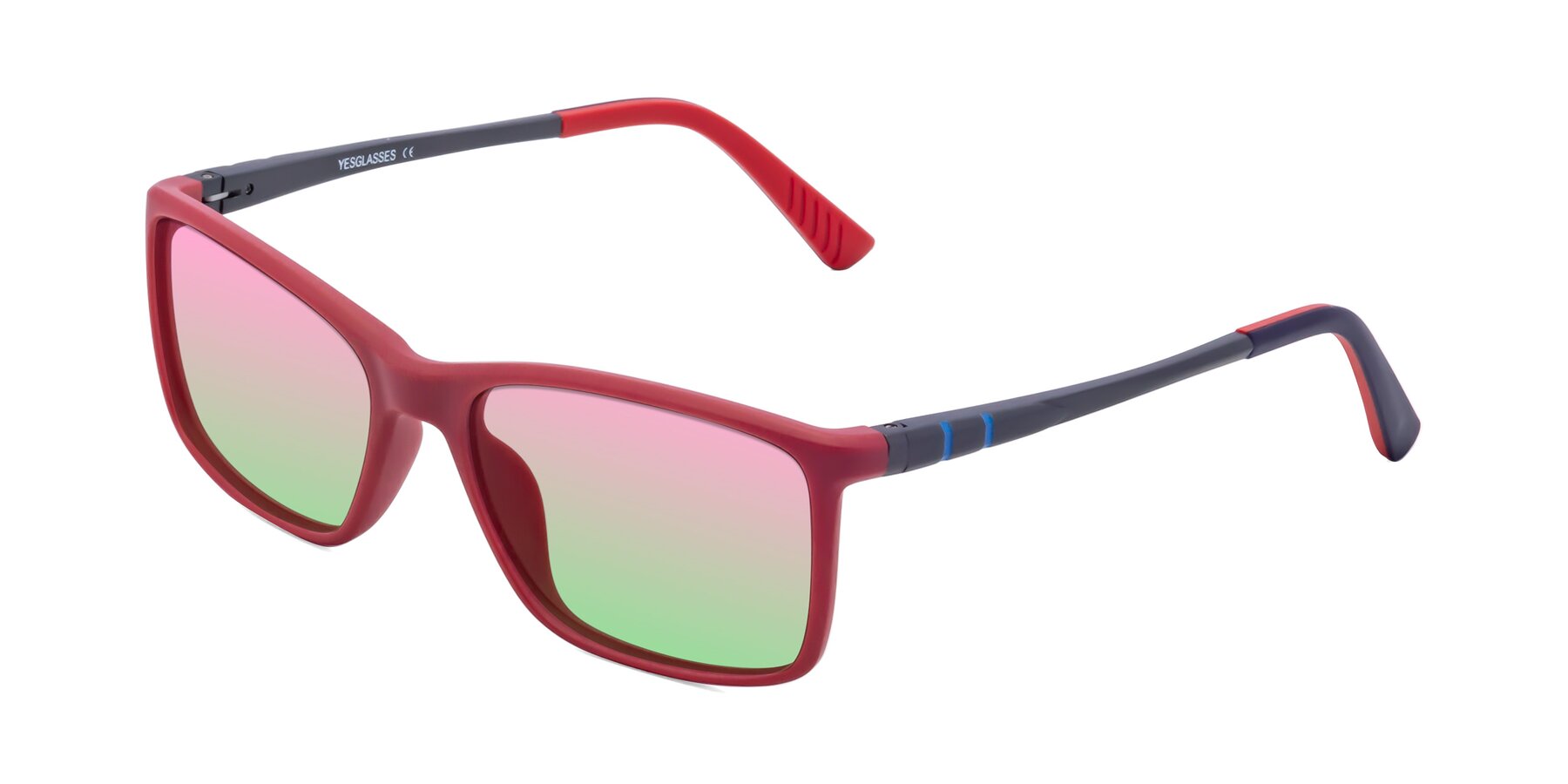Angle of 9004 in Red with Pink / Green Gradient Lenses