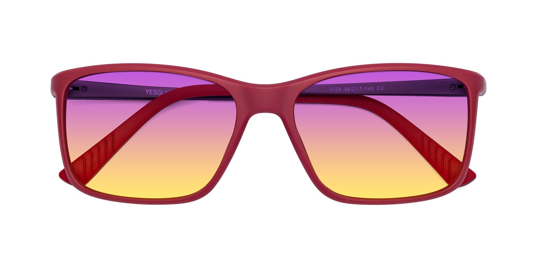 Folded Front of 9004 in Red with Purple / Yellow Gradient Lenses