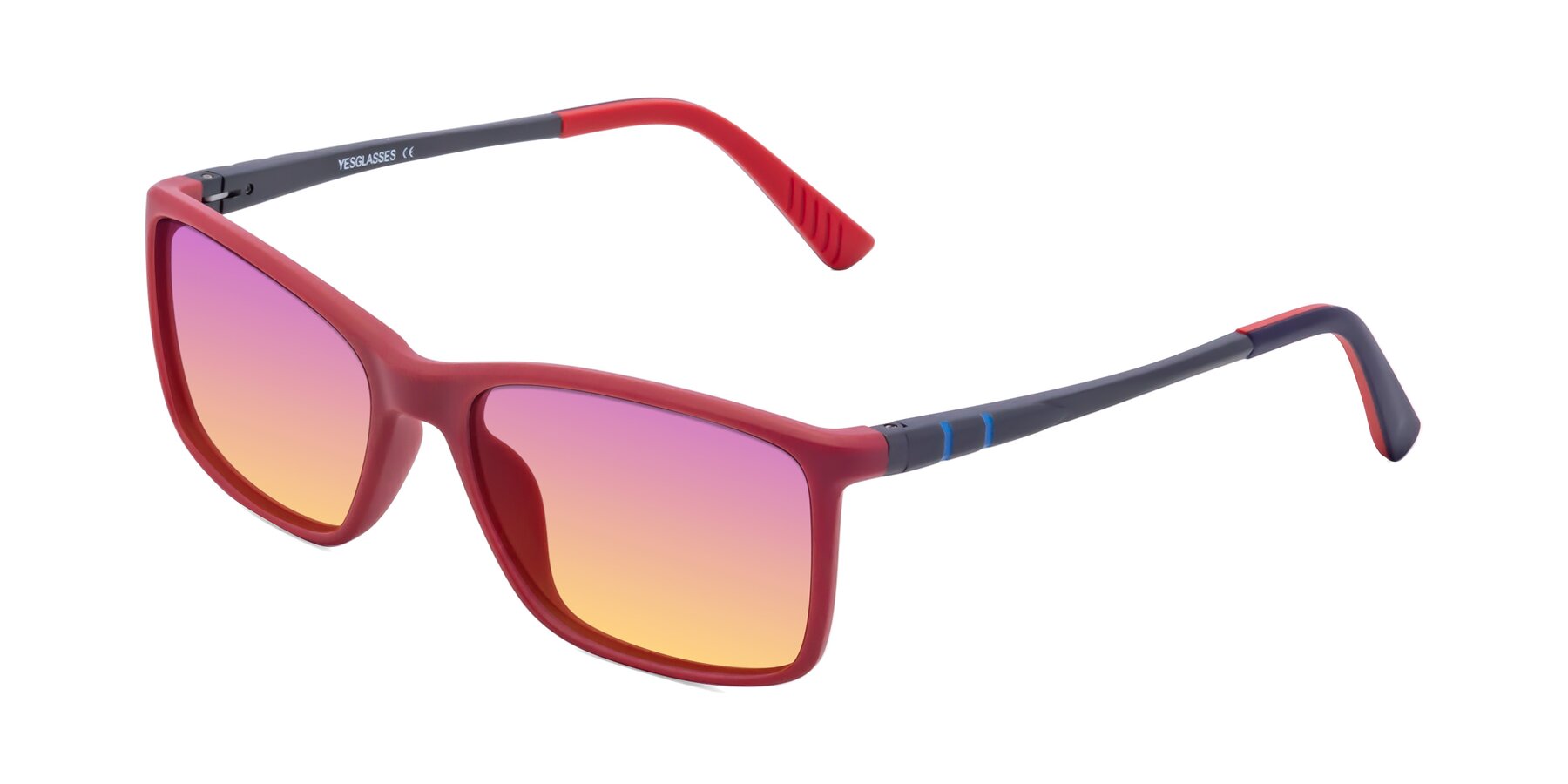 Angle of 9004 in Red with Purple / Yellow Gradient Lenses