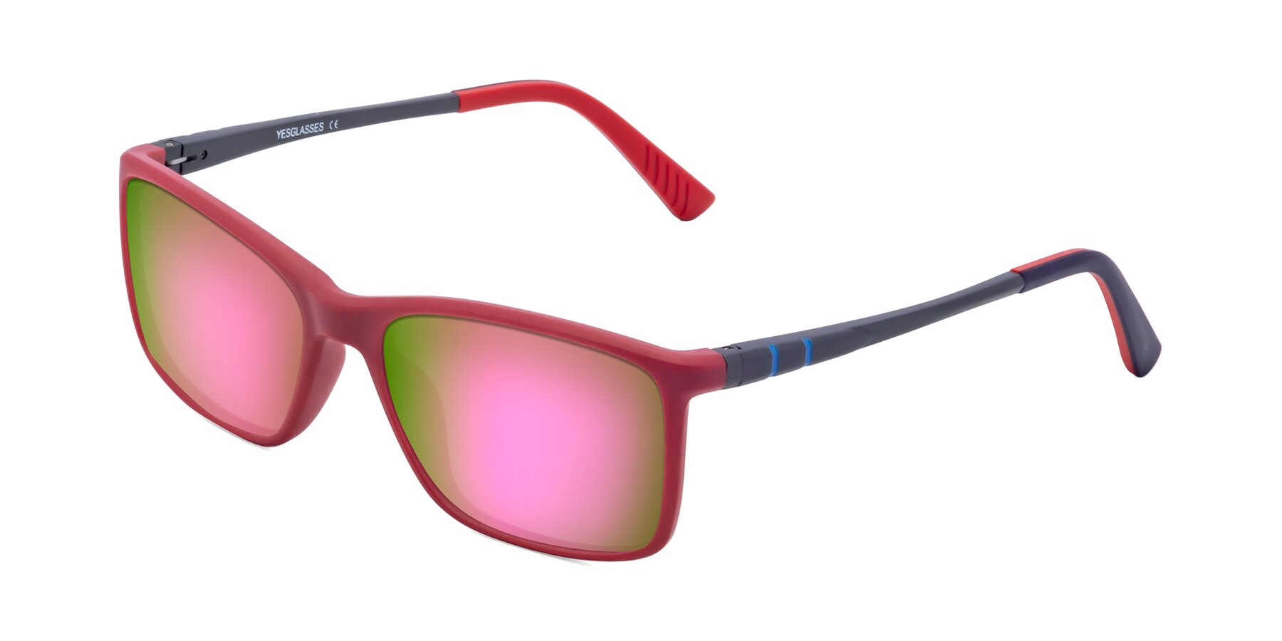 Angle of 9004 in Red with Pink Mirrored Lenses