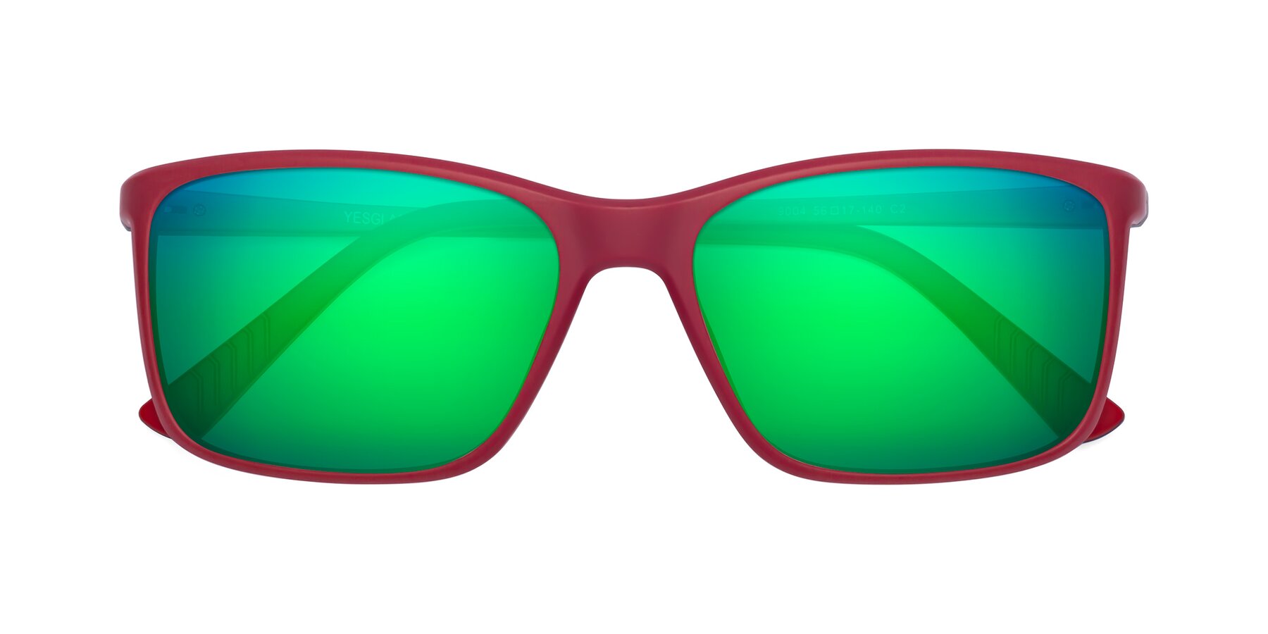 Folded Front of 9004 in Red with Green Mirrored Lenses