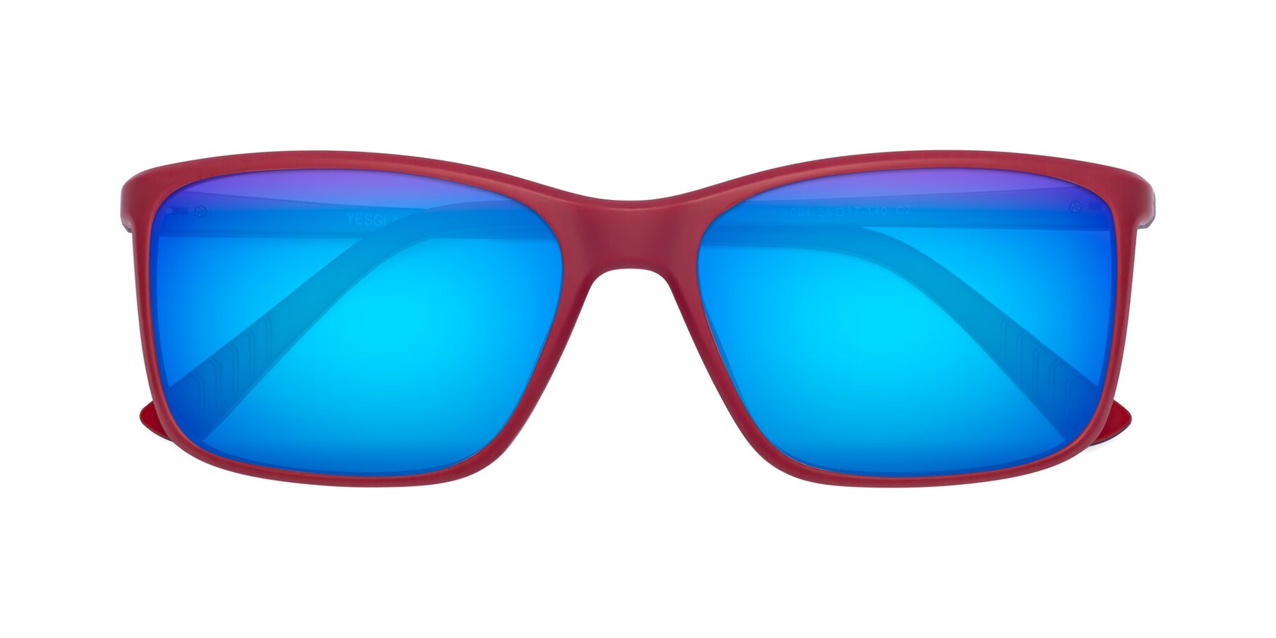 Folded Front of 9004 in Red with Blue Mirrored Lenses
