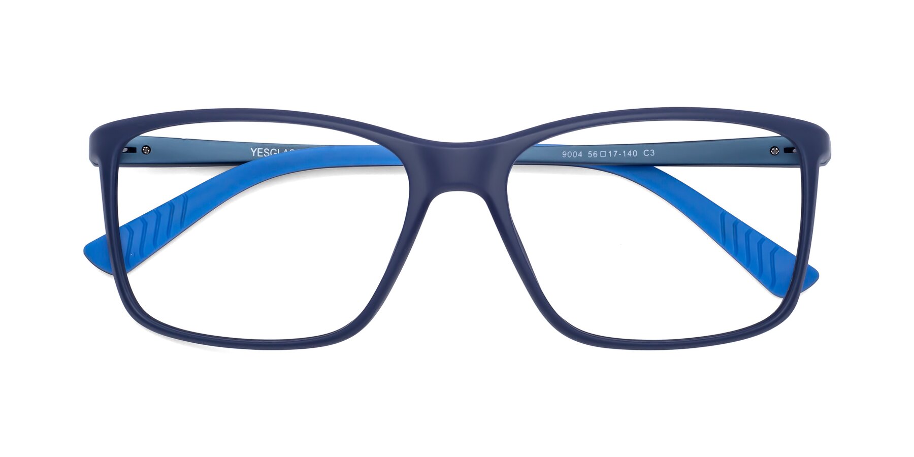 Folded Front of 9004 in Dark Blue with Clear Eyeglass Lenses