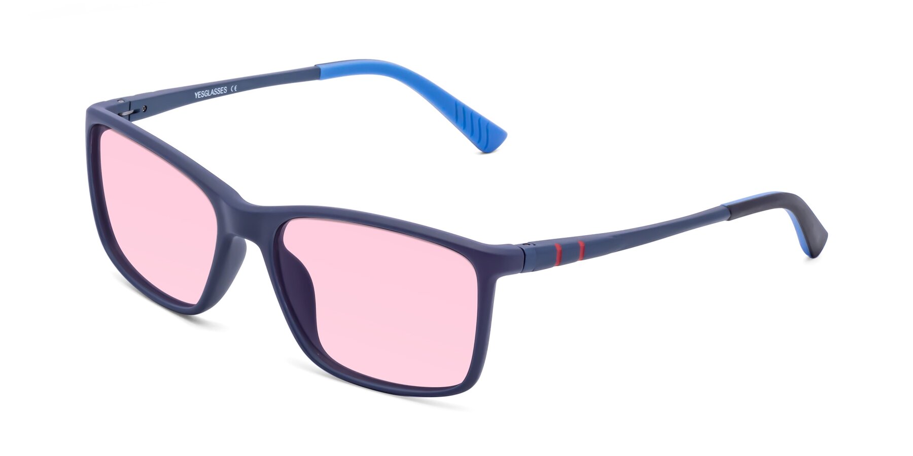 Angle of 9004 in Dark Blue with Light Pink Tinted Lenses