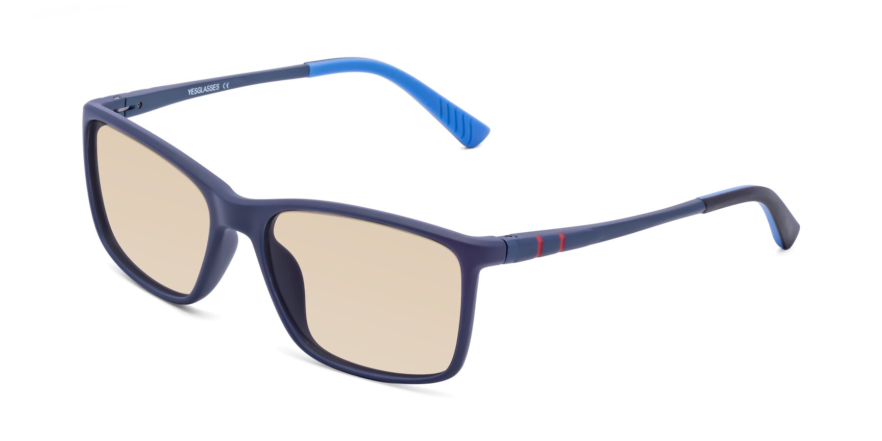 Angle of 9004 in Dark Blue with Light Brown Tinted Lenses