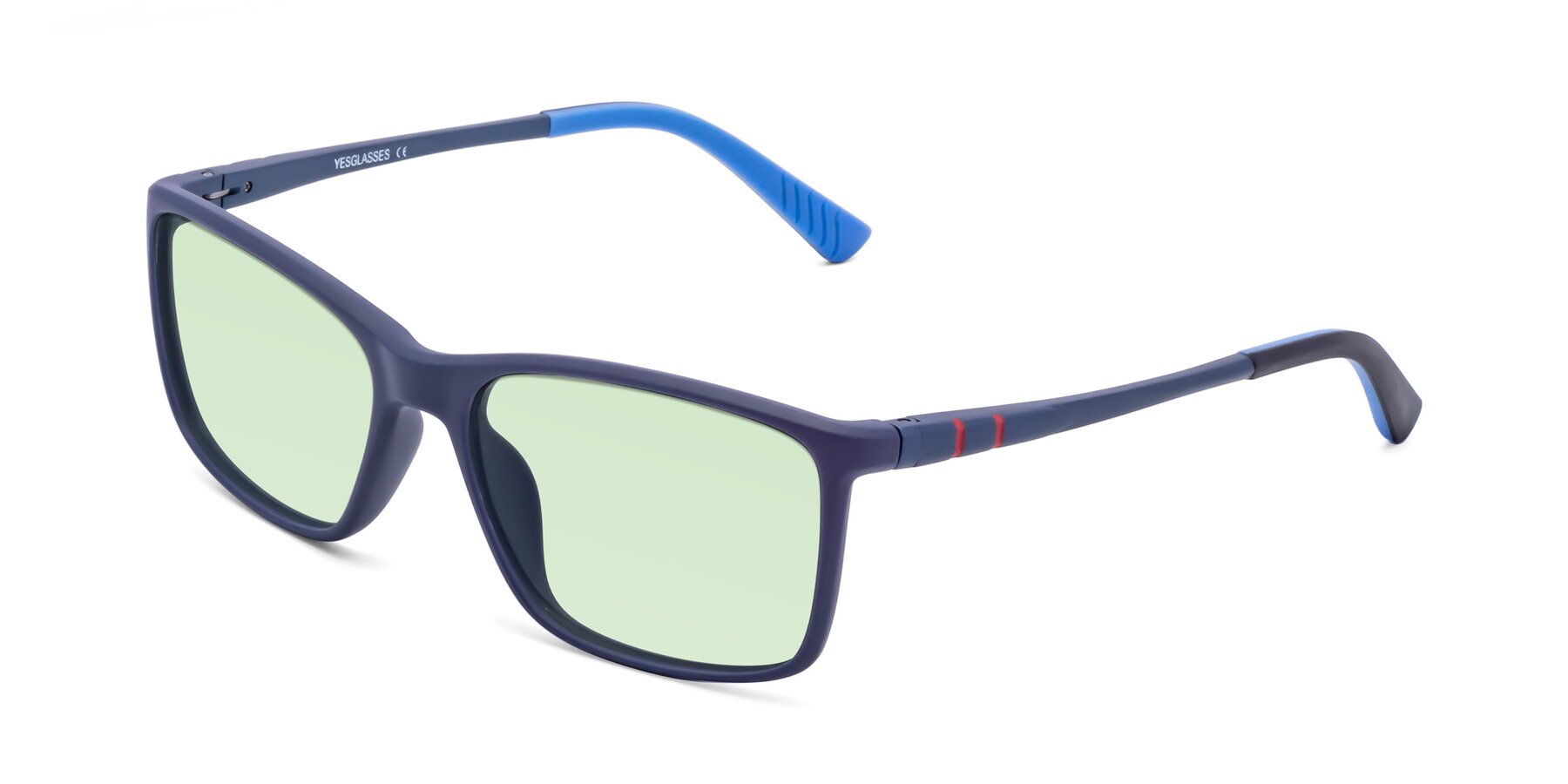 Angle of 9004 in Dark Blue with Light Green Tinted Lenses