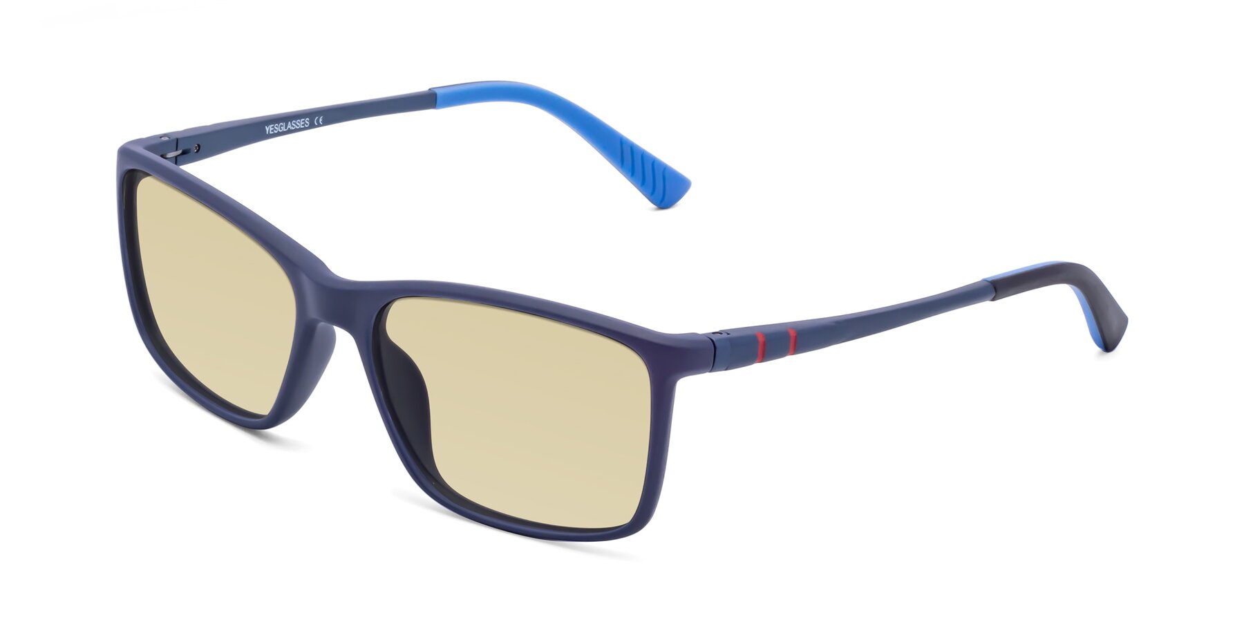 Angle of 9004 in Dark Blue with Light Champagne Tinted Lenses