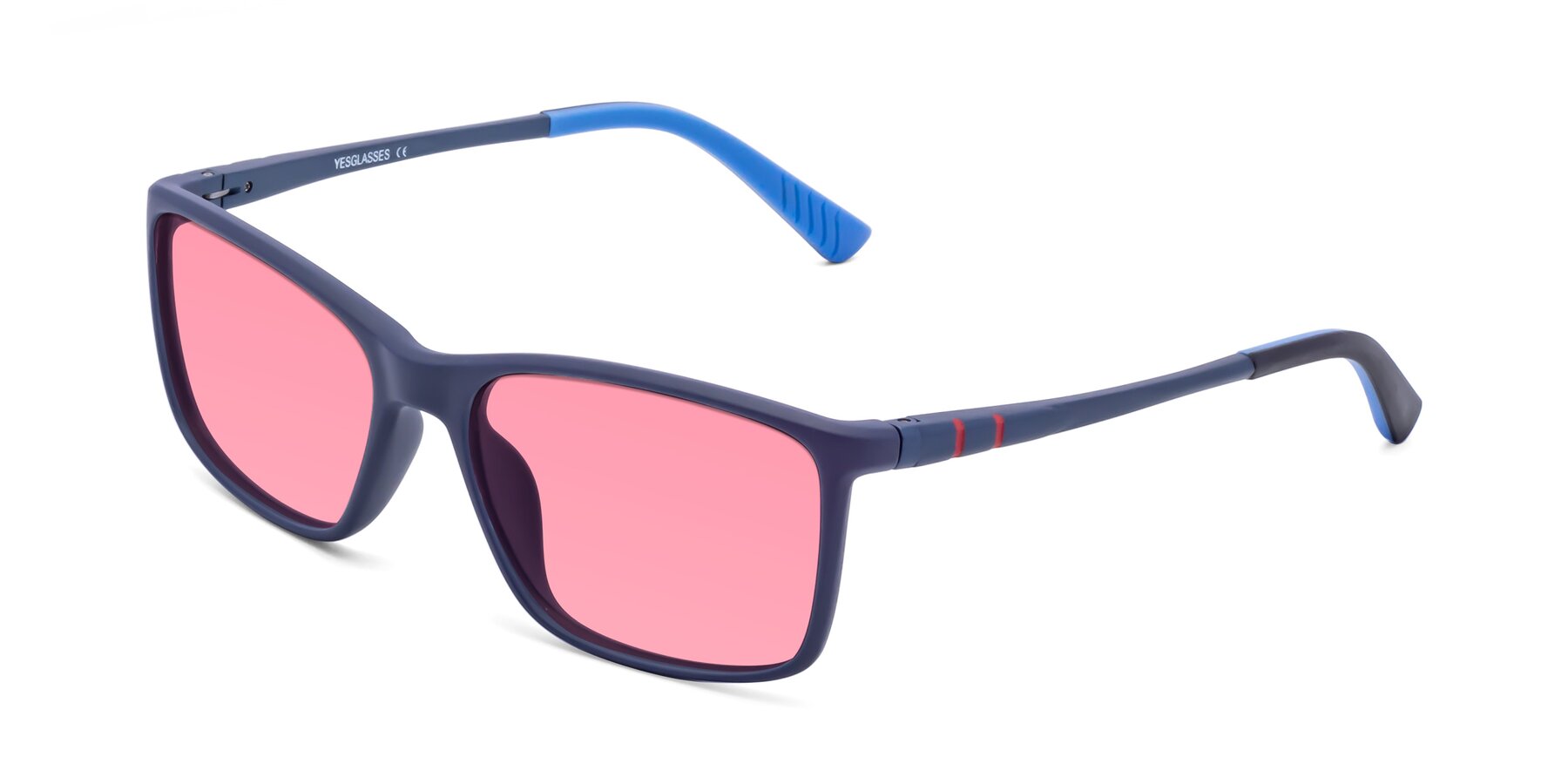 Angle of 9004 in Dark Blue with Pink Tinted Lenses