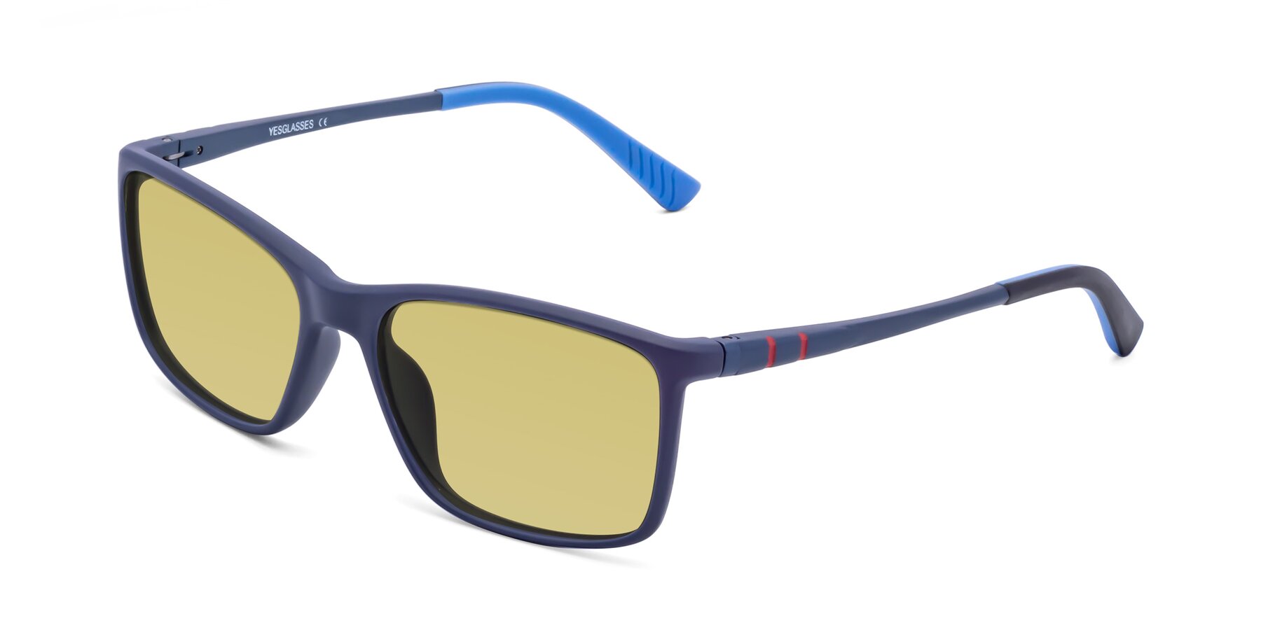 Angle of 9004 in Dark Blue with Medium Champagne Tinted Lenses