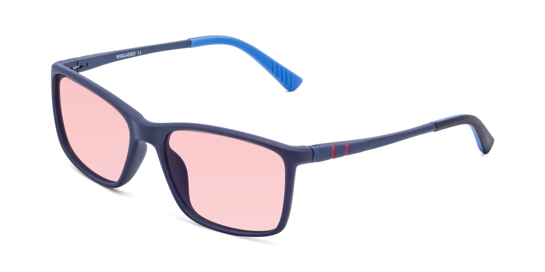 Angle of 9004 in Dark Blue with Light Garnet Tinted Lenses