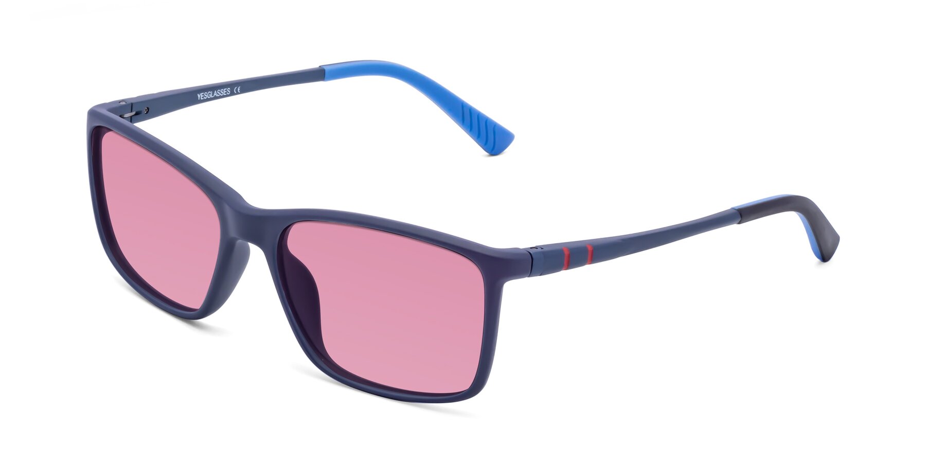 Angle of 9004 in Dark Blue with Medium Wine Tinted Lenses