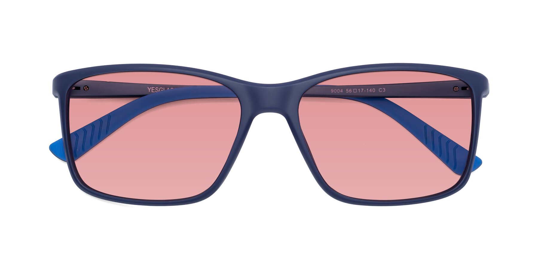 Folded Front of 9004 in Dark Blue with Medium Garnet Tinted Lenses