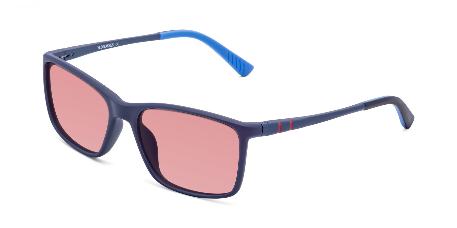 Angle of 9004 in Dark Blue with Medium Garnet Tinted Lenses