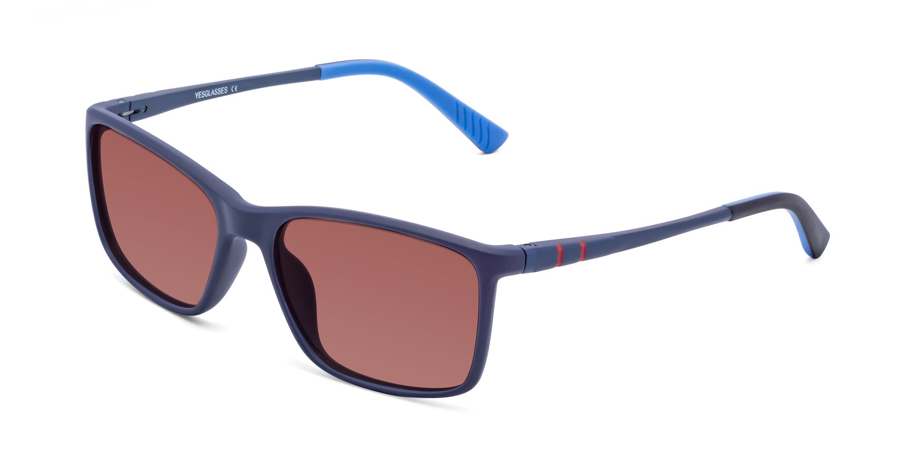 Angle of 9004 in Dark Blue with Garnet Tinted Lenses