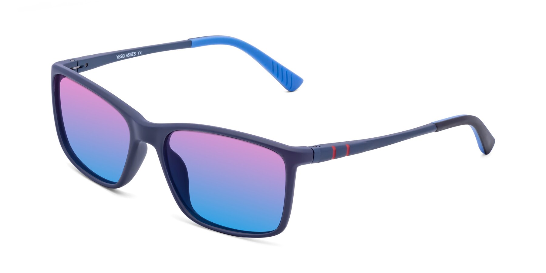Angle of 9004 in Dark Blue with Pink / Blue Gradient Lenses