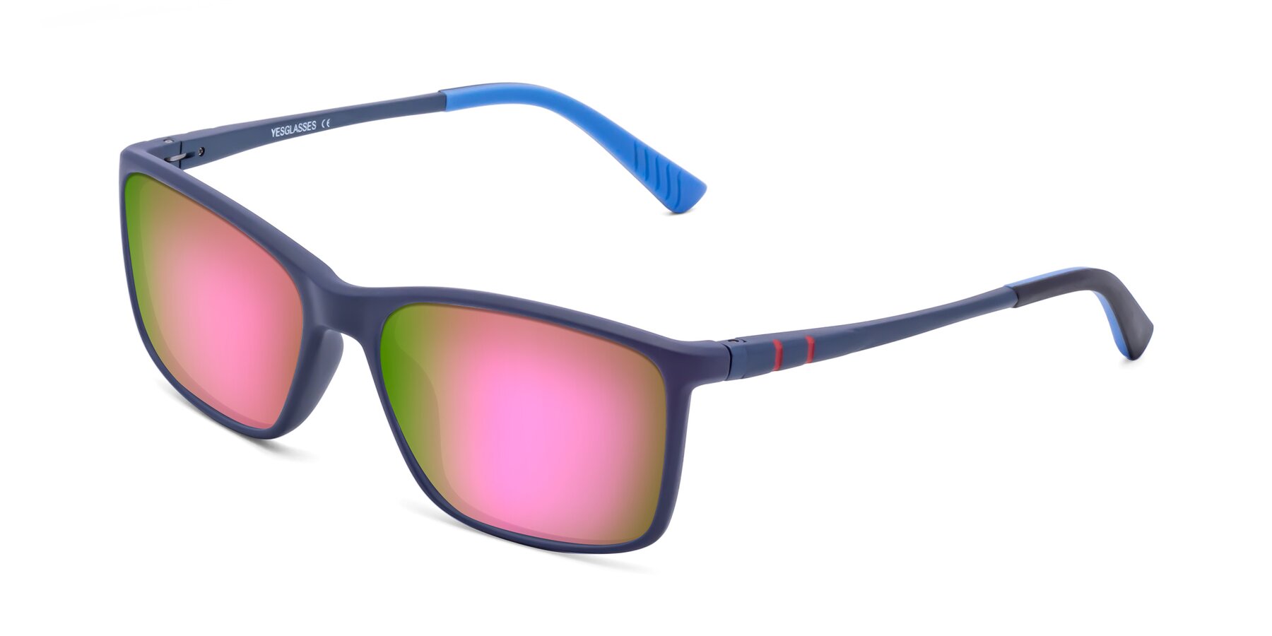 Angle of 9004 in Dark Blue with Pink Mirrored Lenses