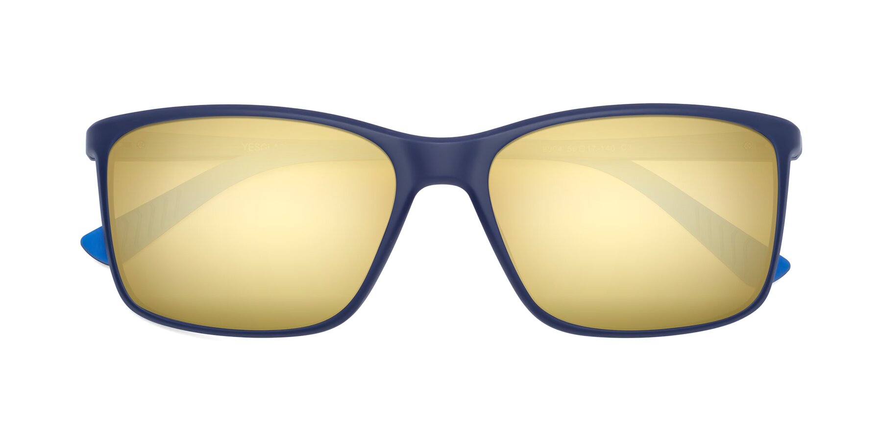 Folded Front of 9004 in Dark Blue with Gold Mirrored Lenses
