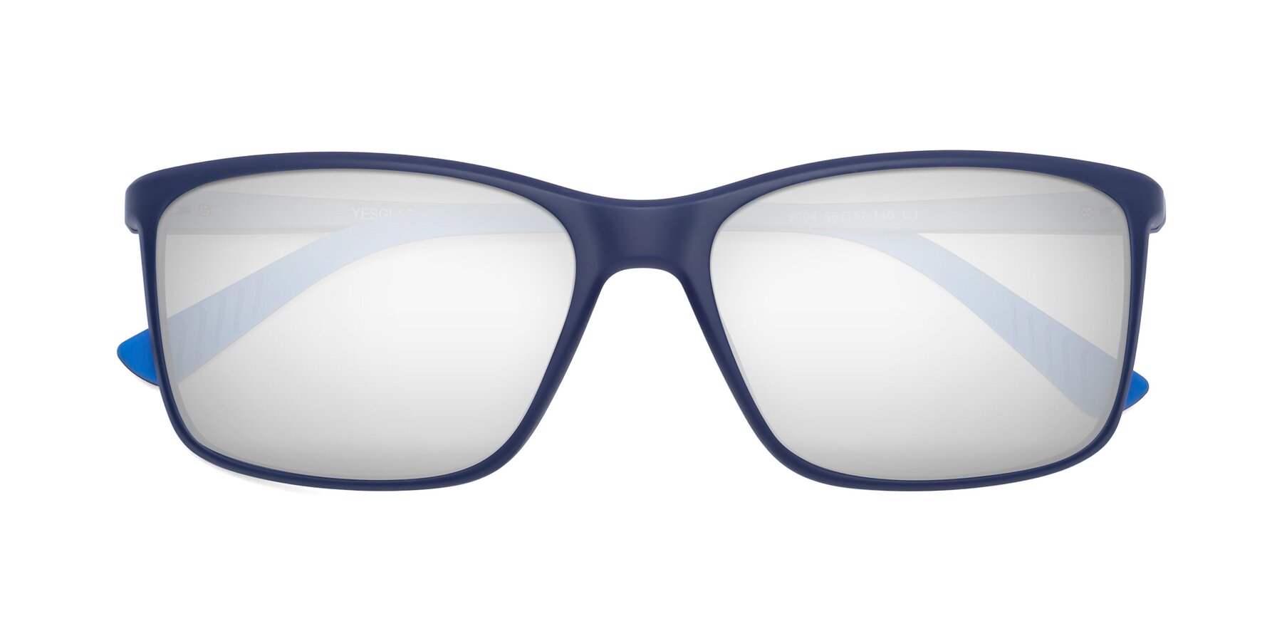 Folded Front of 9004 in Dark Blue with Silver Mirrored Lenses