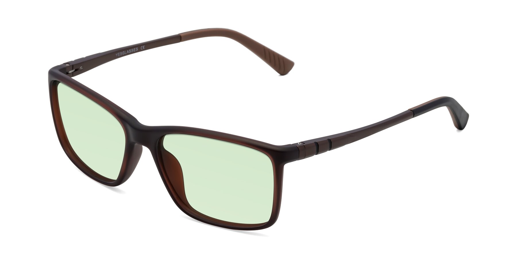 Angle of 9004 in Coffee with Light Green Tinted Lenses