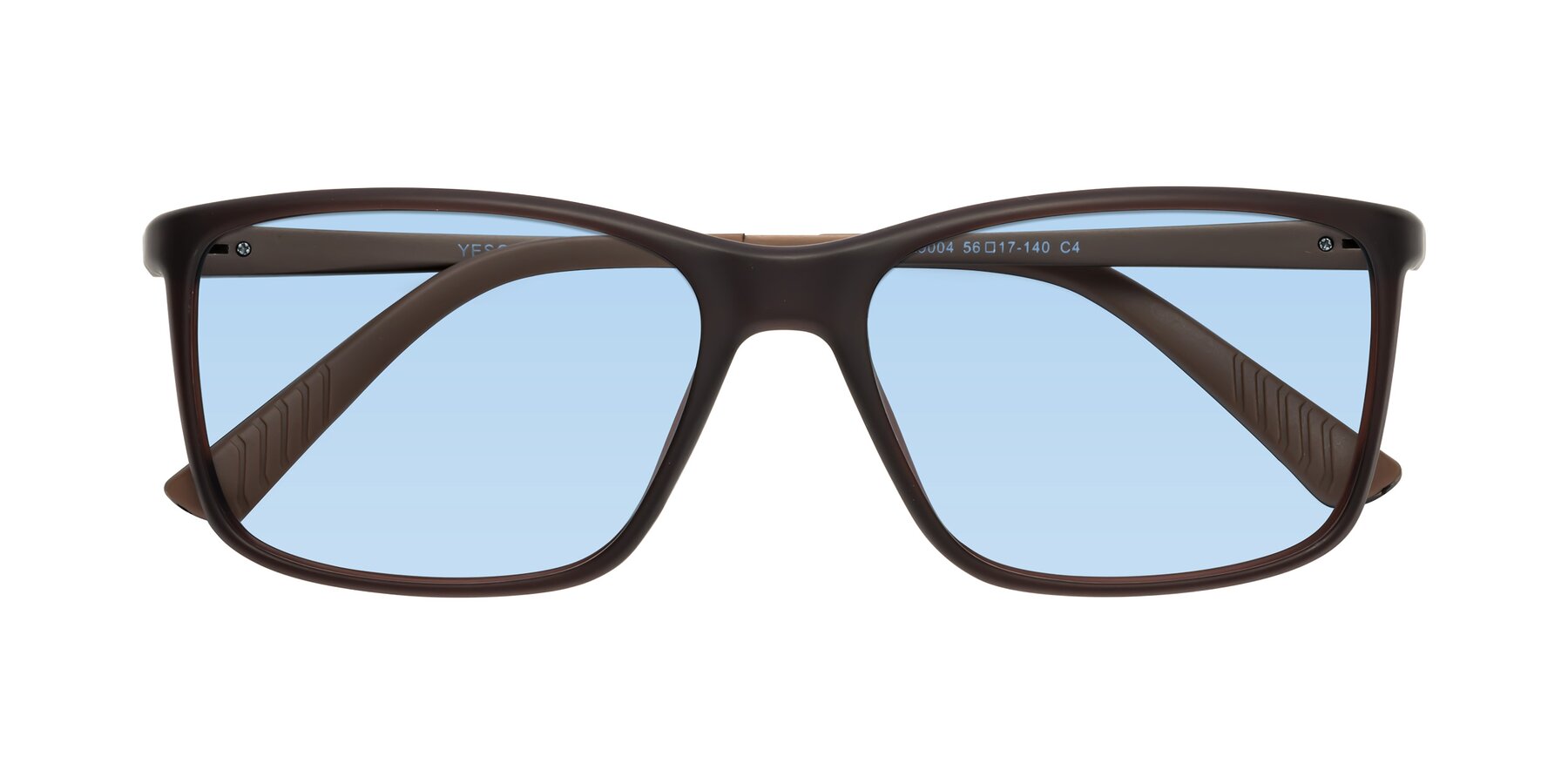 Folded Front of 9004 in Coffee with Light Blue Tinted Lenses
