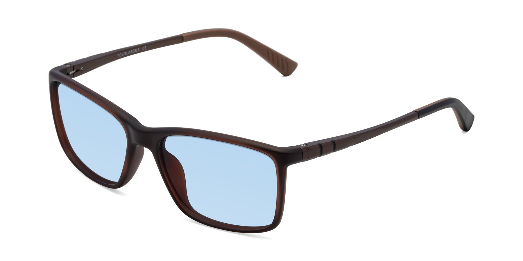 Angle of 9004 in Coffee with Light Blue Tinted Lenses