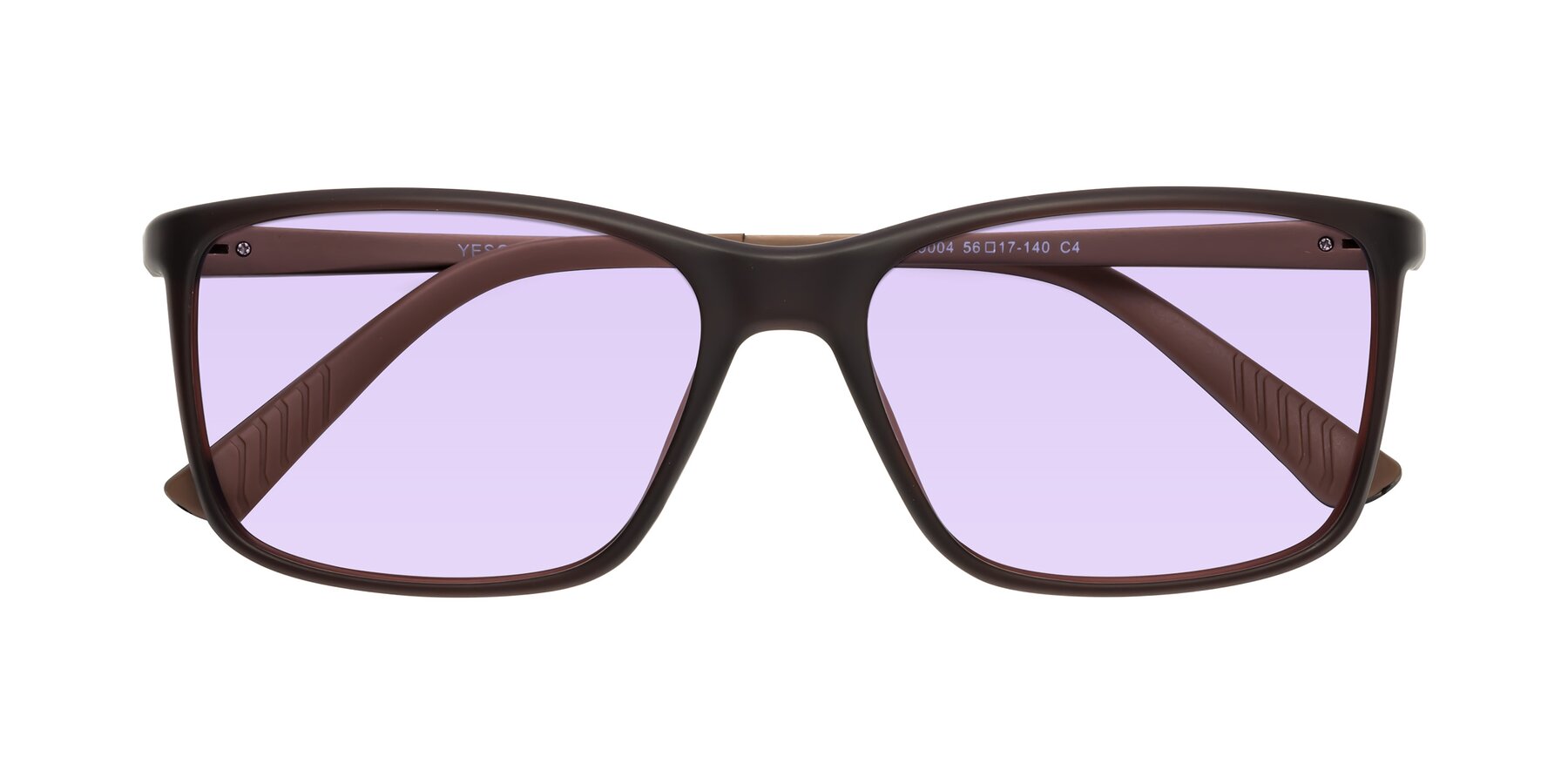 Folded Front of 9004 in Coffee with Light Purple Tinted Lenses