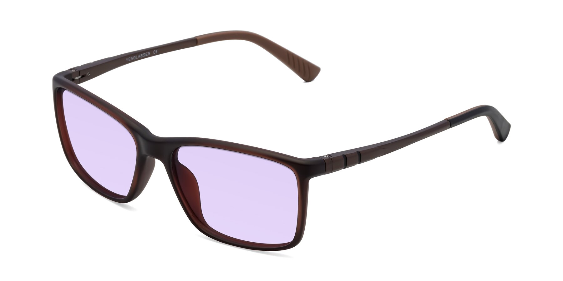 Angle of 9004 in Coffee with Light Purple Tinted Lenses