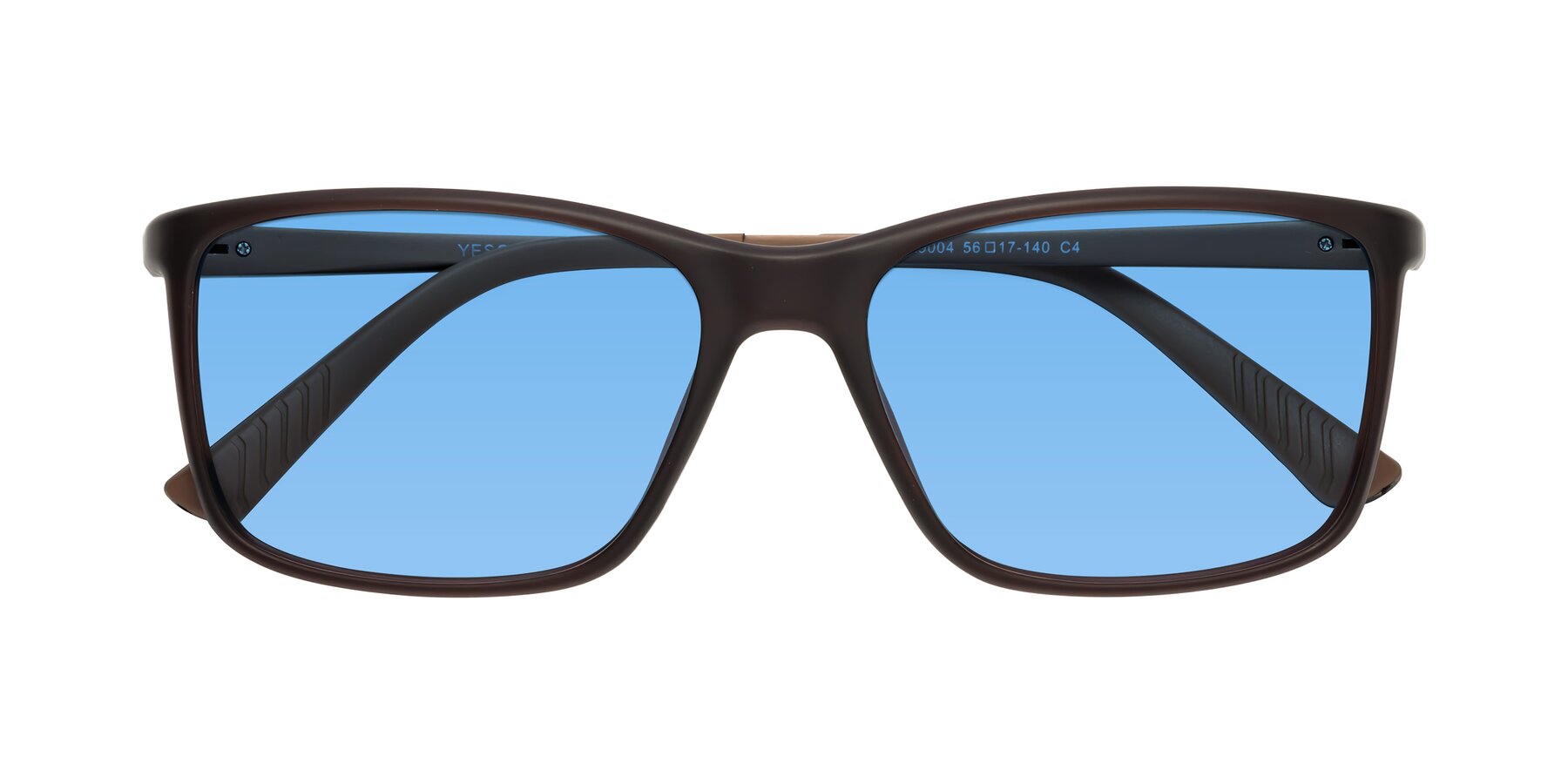 Folded Front of 9004 in Coffee with Medium Blue Tinted Lenses