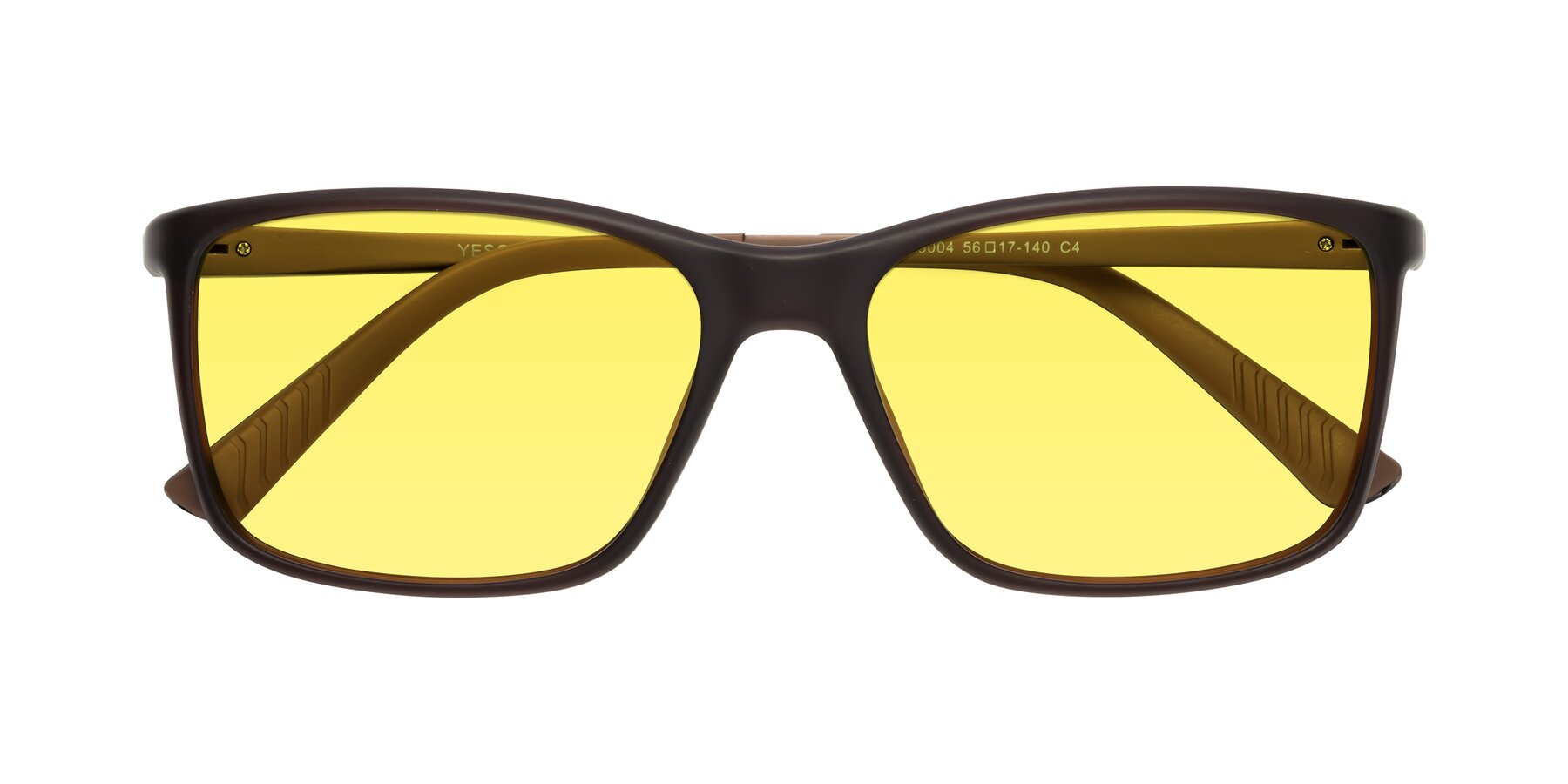 Folded Front of 9004 in Coffee with Medium Yellow Tinted Lenses